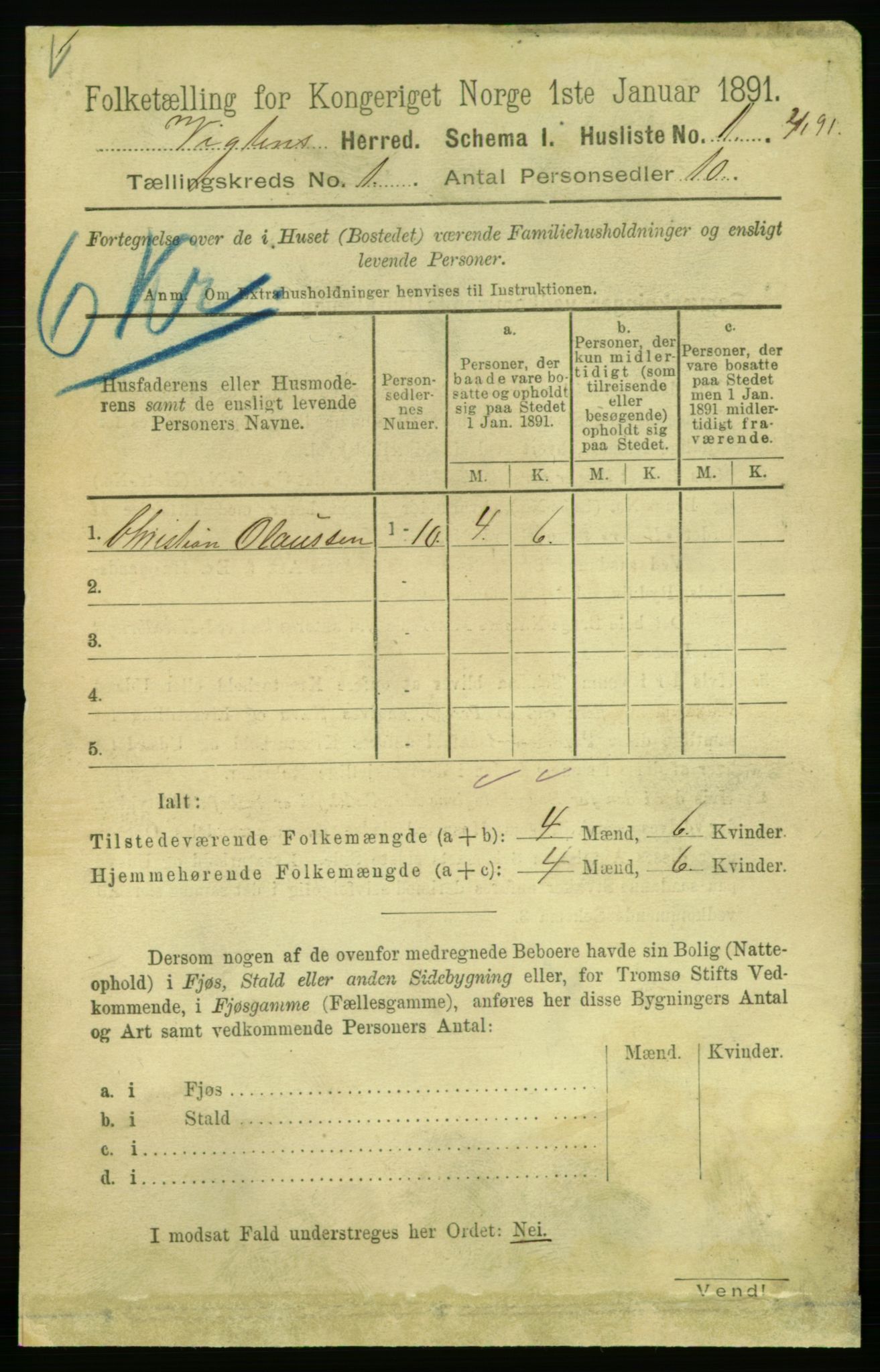 RA, 1891 census for 1750 Vikna, 1891, p. 22