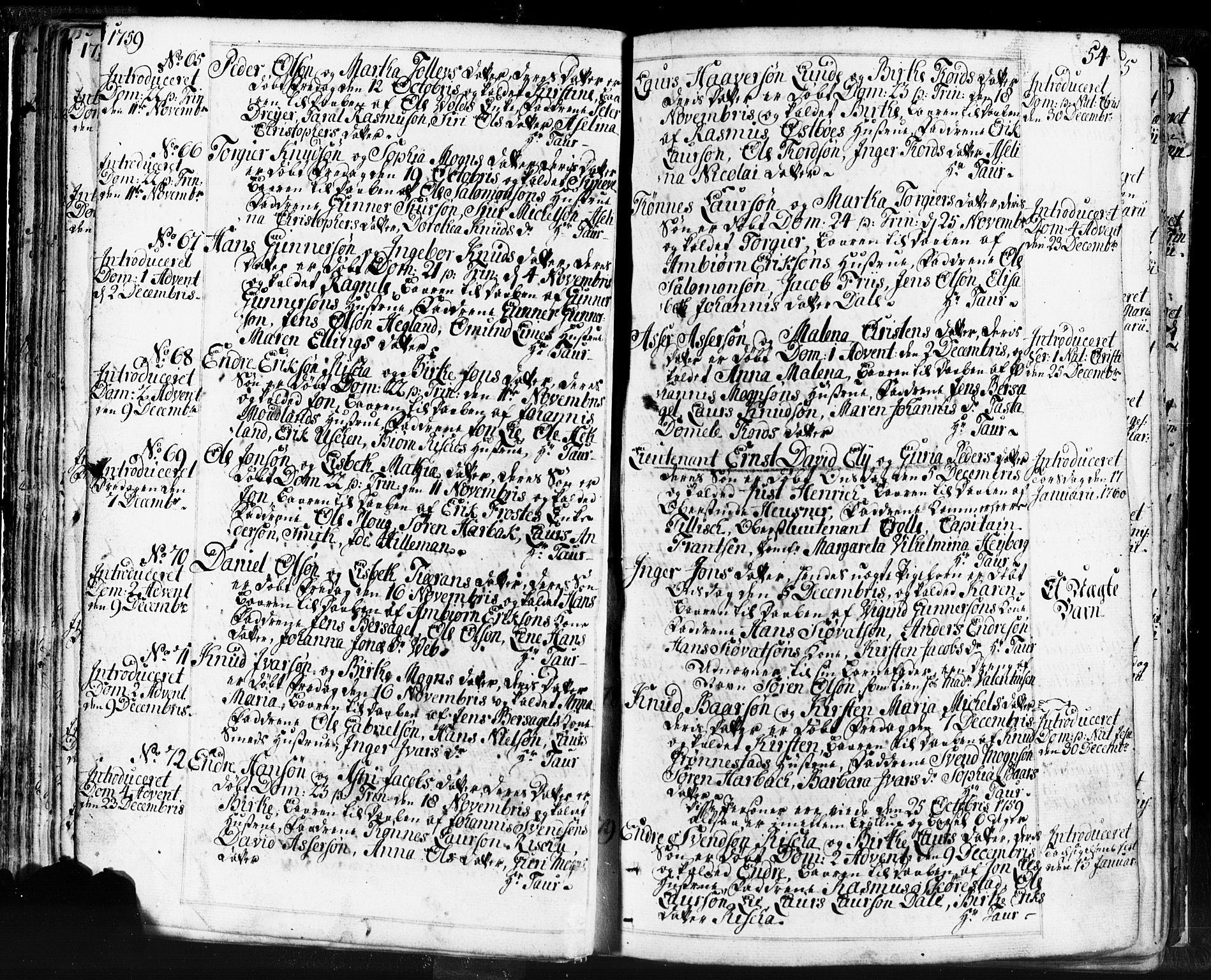 Domkirken sokneprestkontor, SAST/A-101812/001/30/30BB/L0004: Parish register (copy) no. B 4, 1752-1790, p. 54