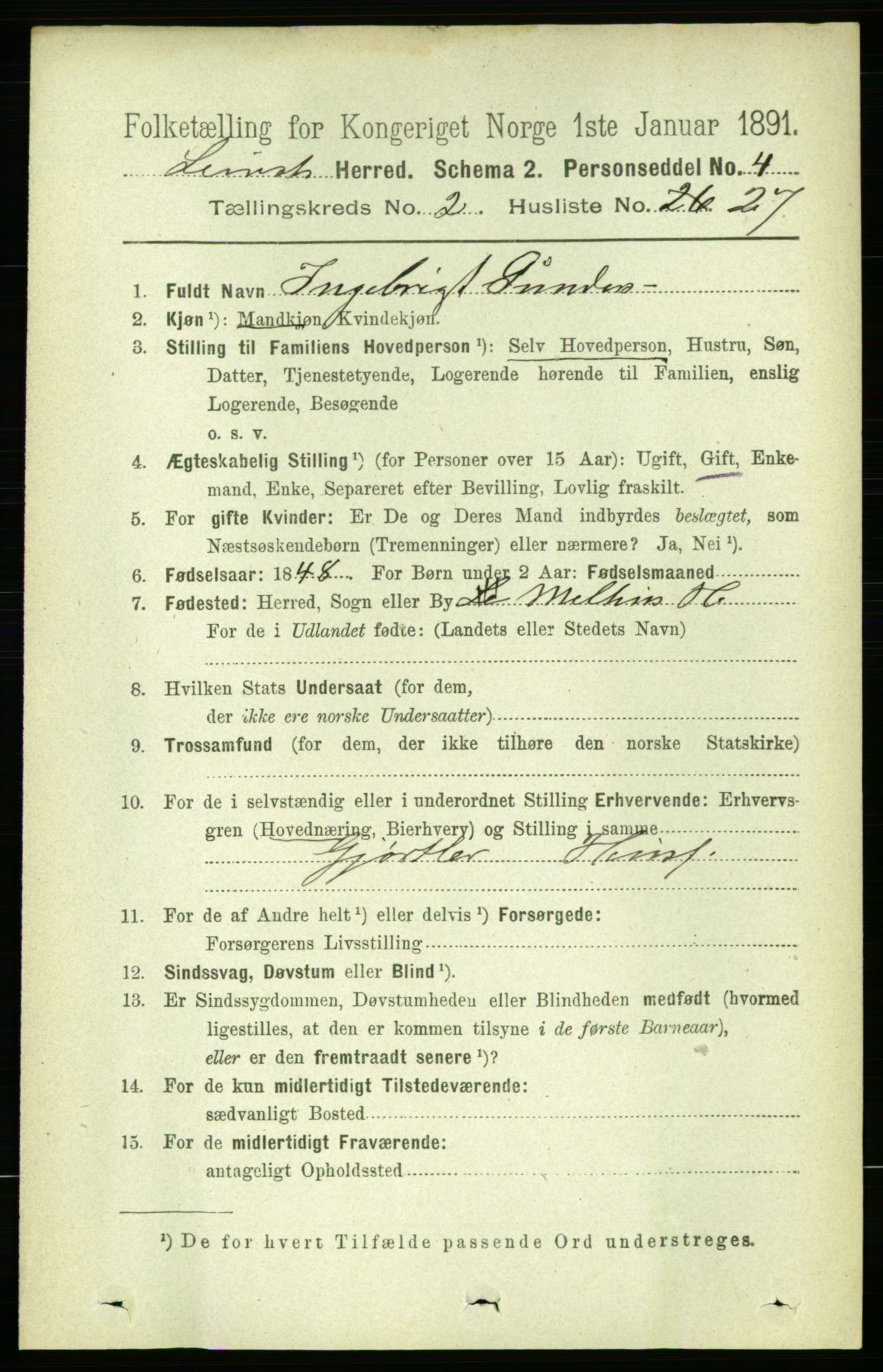 RA, 1891 census for 1654 Leinstrand, 1891, p. 670