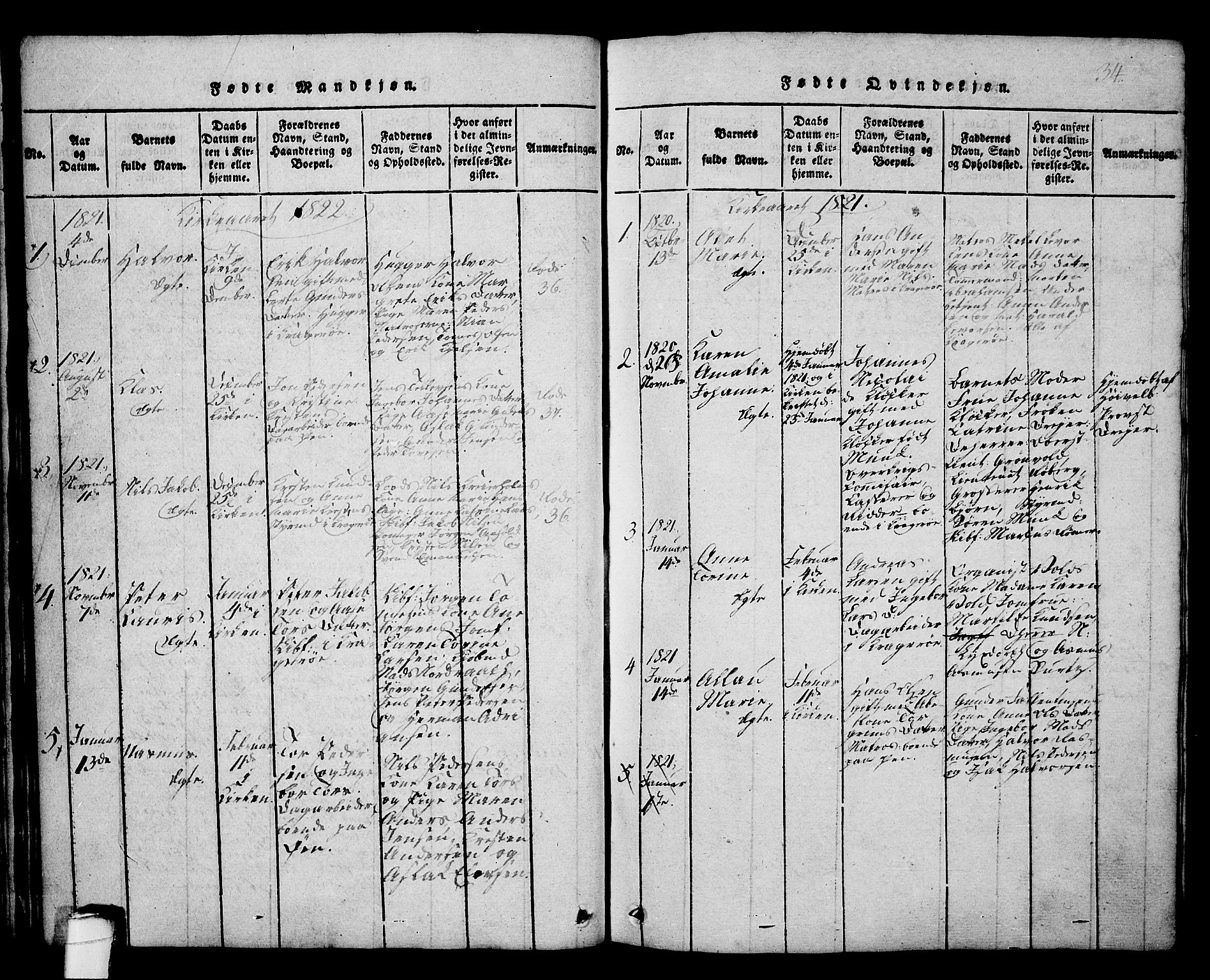 Kragerø kirkebøker, SAKO/A-278/G/Ga/L0002: Parish register (copy) no. 2, 1814-1831, p. 34