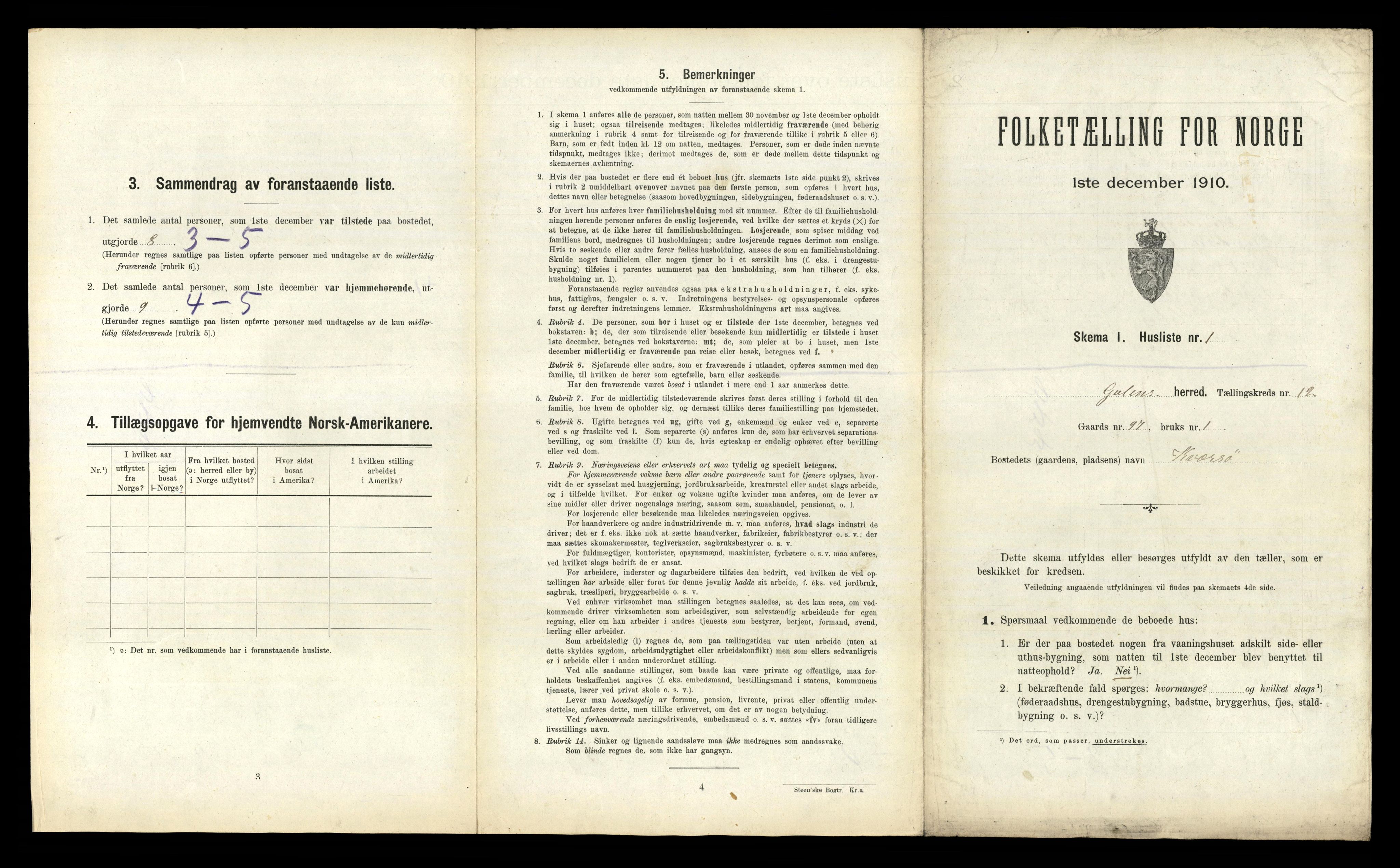 RA, 1910 census for Gulen, 1910, p. 1028