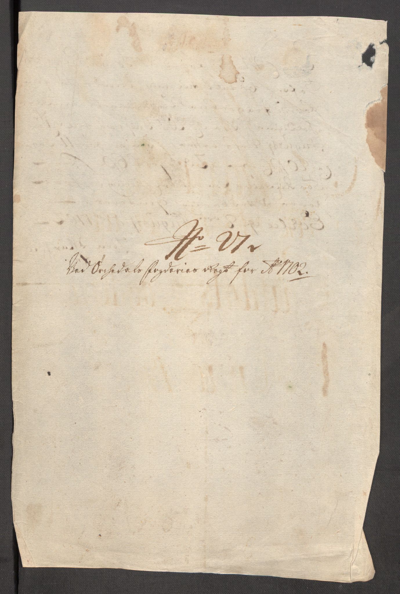 Rentekammeret inntil 1814, Reviderte regnskaper, Fogderegnskap, RA/EA-4092/R60/L3952: Fogderegnskap Orkdal og Gauldal, 1702, p. 205