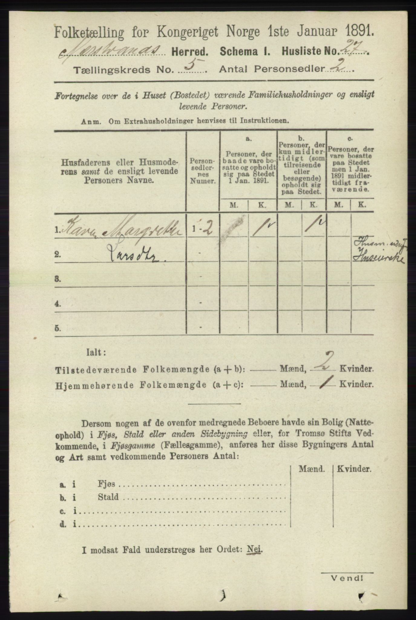 RA, 1891 census for 1139 Nedstrand, 1891, p. 789