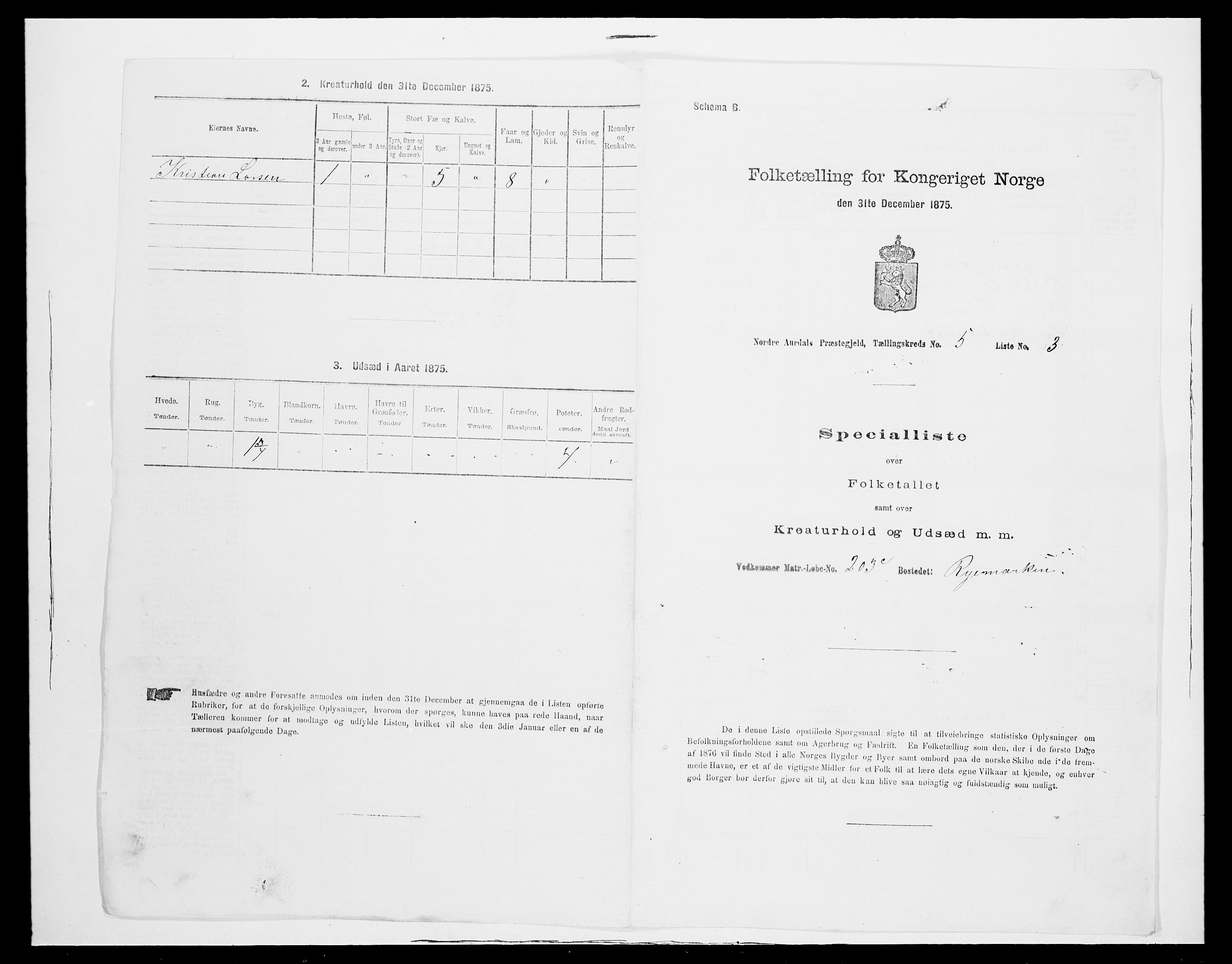 SAH, 1875 census for 0542P Nord-Aurdal, 1875, p. 896