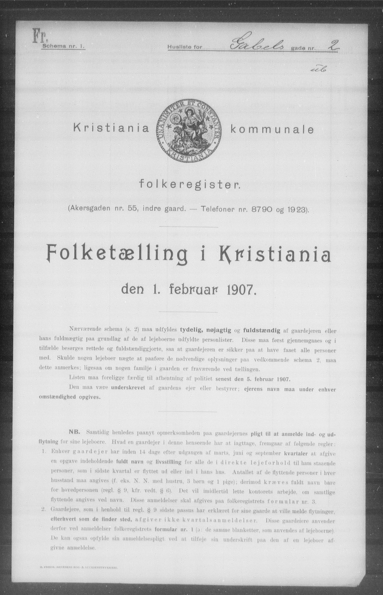 OBA, Municipal Census 1907 for Kristiania, 1907, p. 14490