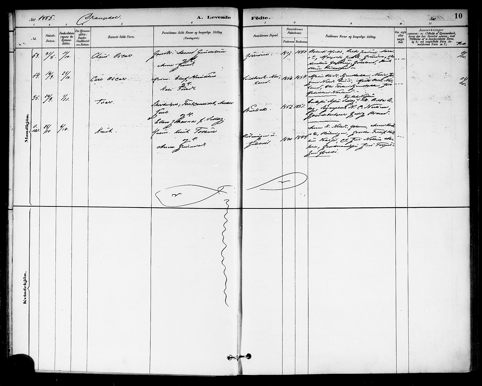 Drangedal kirkebøker, SAKO/A-258/F/Fa/L0010: Parish register (official) no. 10 /1, 1885-1894, p. 10