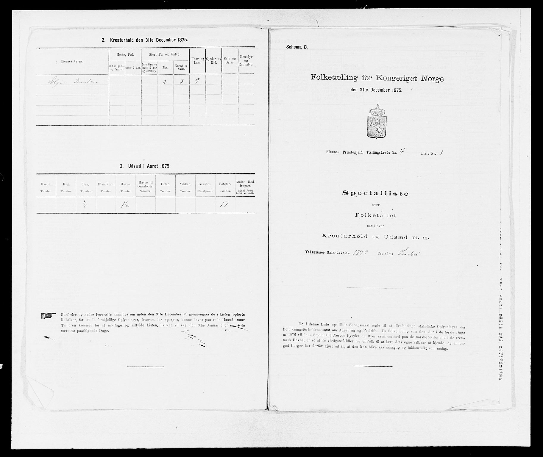 SAB, 1875 census for 1218P Finnås, 1875, p. 528