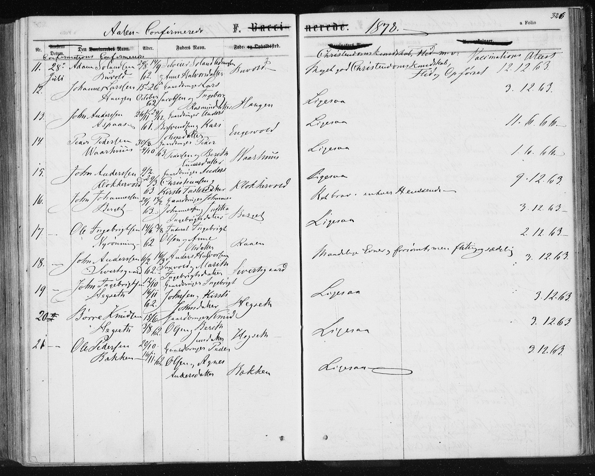 Ministerialprotokoller, klokkerbøker og fødselsregistre - Sør-Trøndelag, AV/SAT-A-1456/685/L0971: Parish register (official) no. 685A08 /3, 1870-1879, p. 326