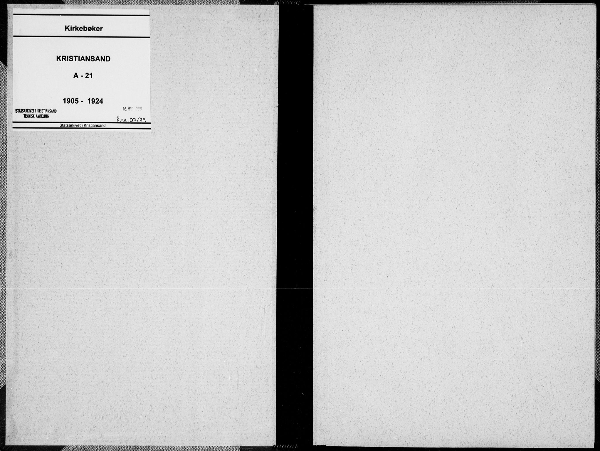 Kristiansand domprosti, SAK/1112-0006/F/Fa/L0022: Parish register (official) no. A 21, 1905-1916