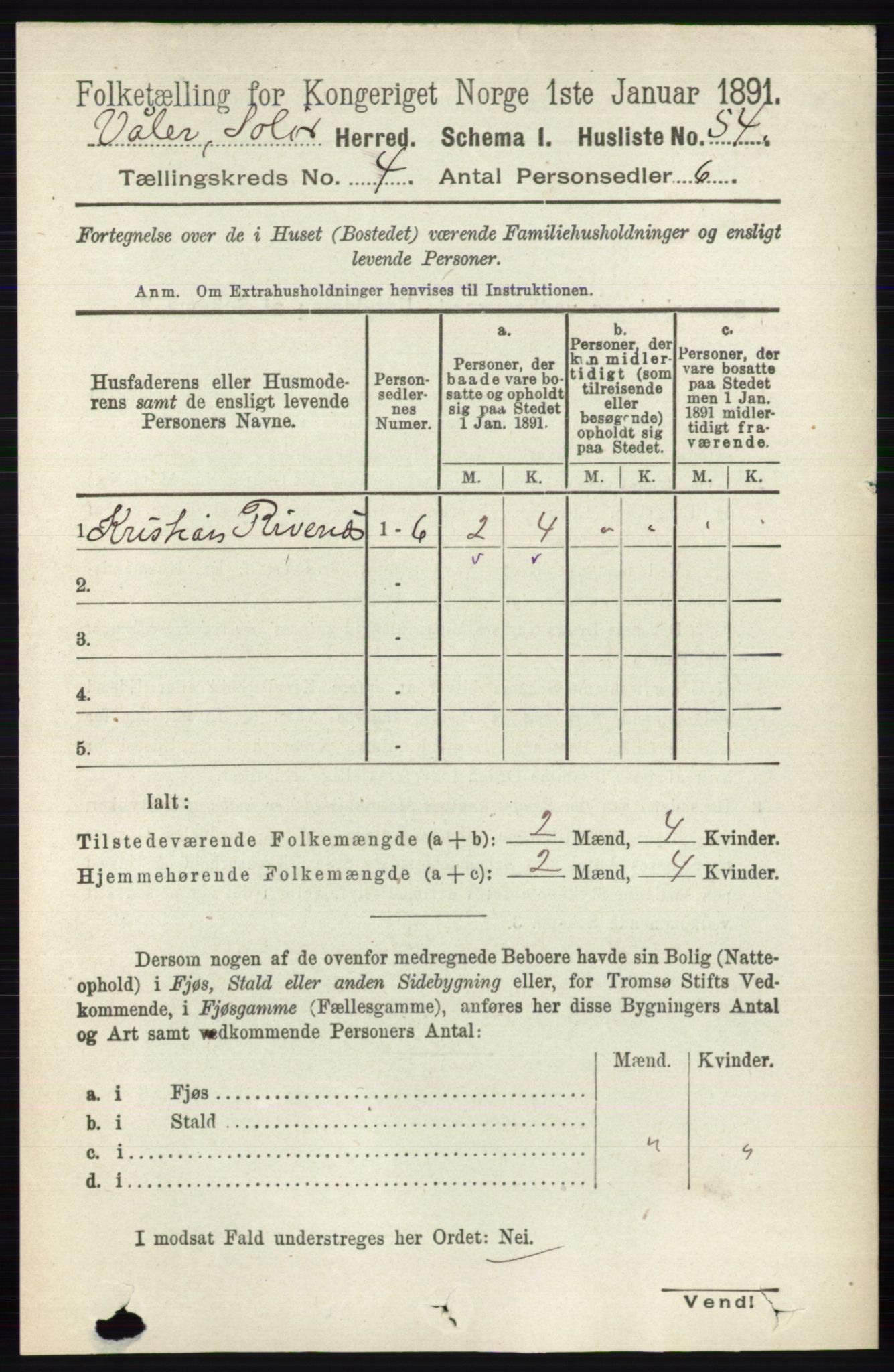 RA, 1891 census for 0426 Våler, 1891, p. 1459