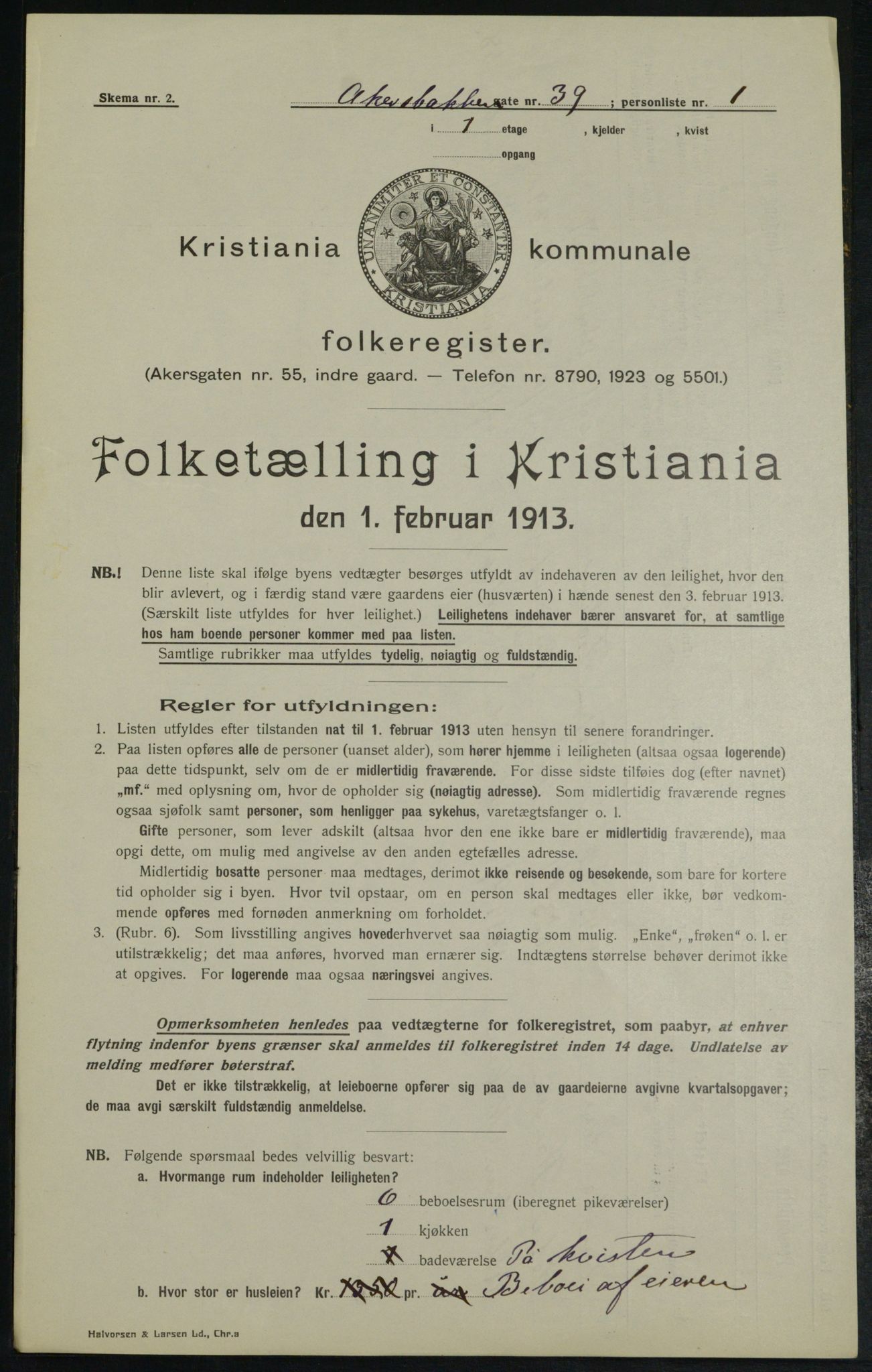 OBA, Municipal Census 1913 for Kristiania, 1913, p. 299