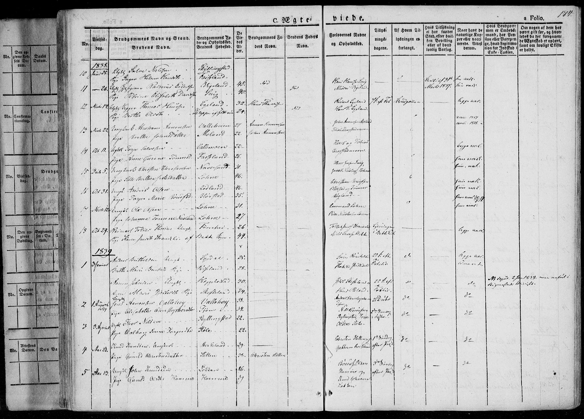 Sør-Audnedal sokneprestkontor, AV/SAK-1111-0039/F/Fa/Fab/L0006: Parish register (official) no. A 6, 1829-1855, p. 184