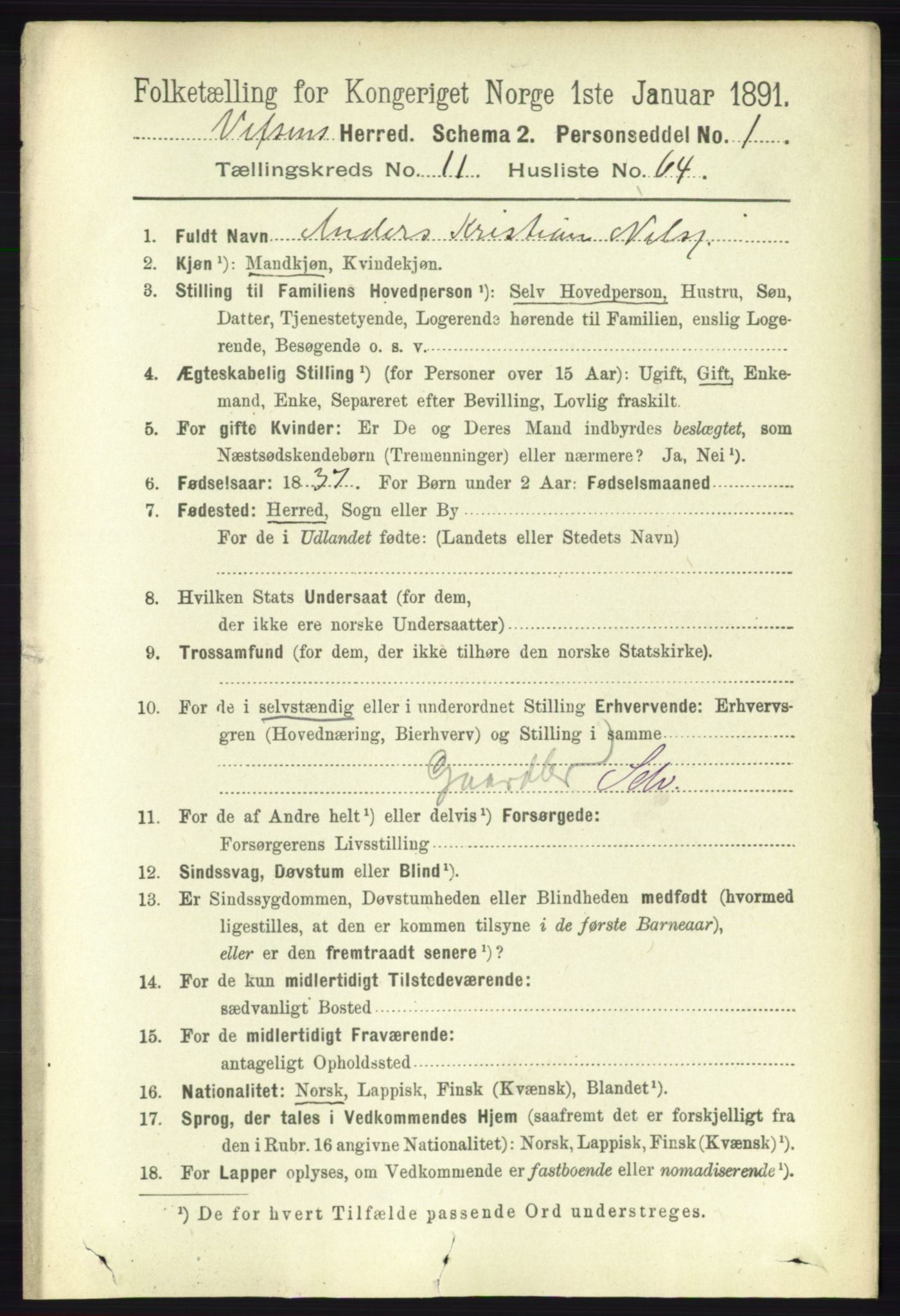 RA, 1891 census for 1824 Vefsn, 1891, p. 6020