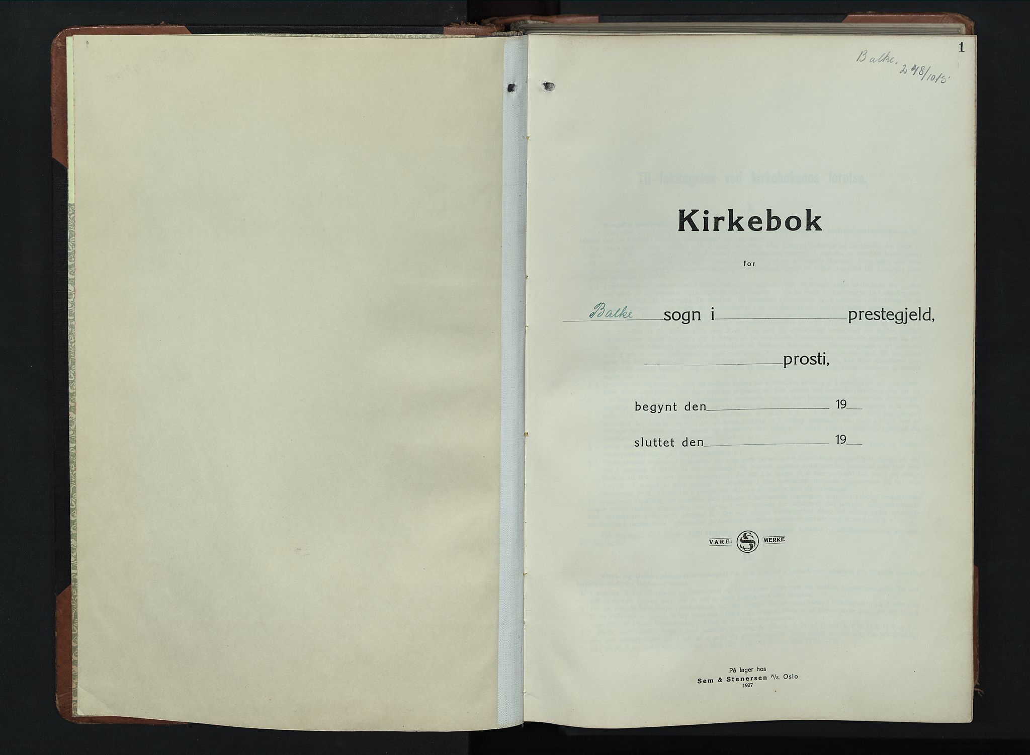 Balke prestekontor, SAH/PREST-106/H/Ha/Hab/L0002: Parish register (copy) no. 2, 1929-1951, p. 1