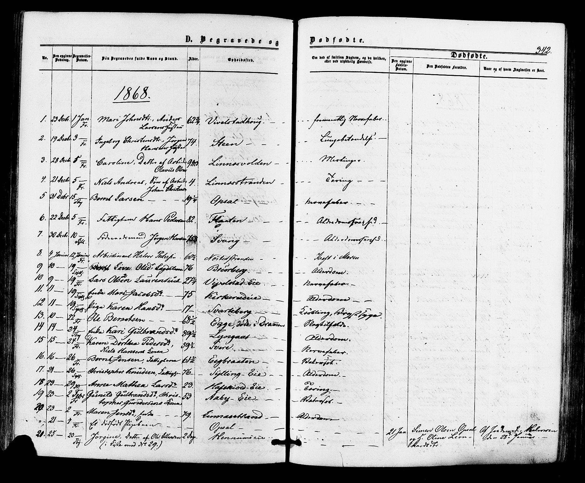 Lier kirkebøker, AV/SAKO-A-230/F/Fa/L0013: Parish register (official) no. I 13, 1865-1874, p. 342