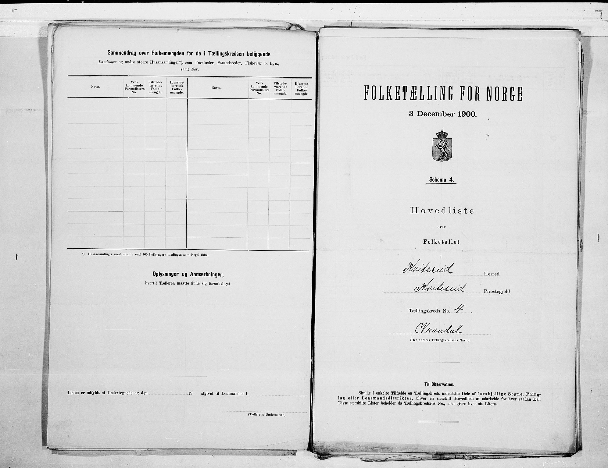 SAKO, 1900 census for Kviteseid, 1900, p. 8