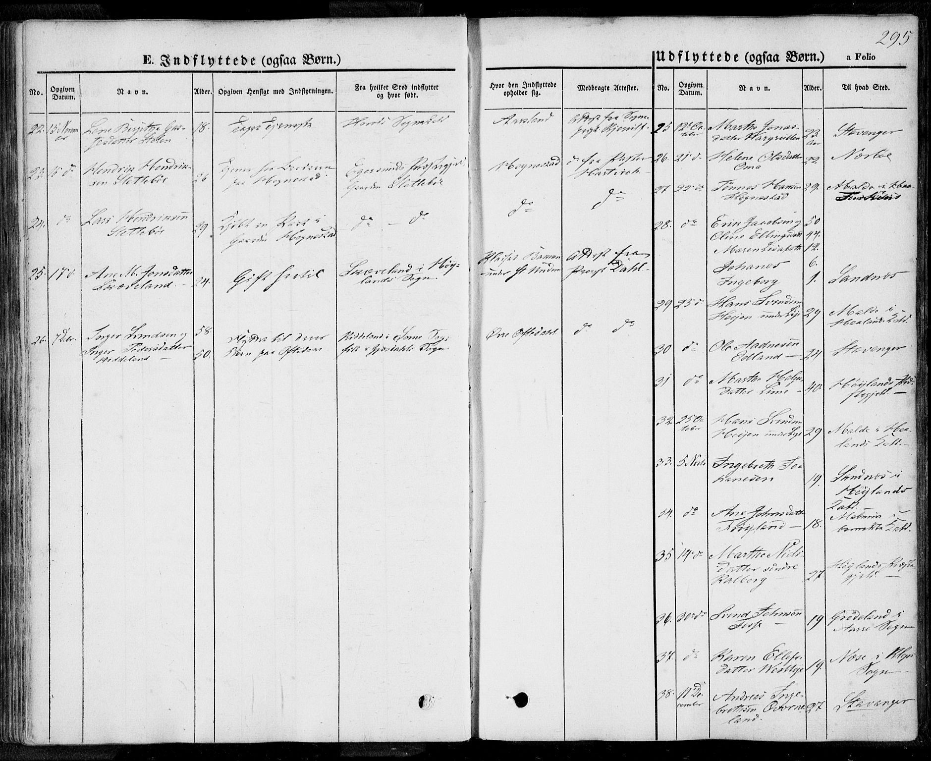 Lye sokneprestkontor, AV/SAST-A-101794/001/30BA/L0006: Parish register (official) no. A 5.2, 1842-1855, p. 295