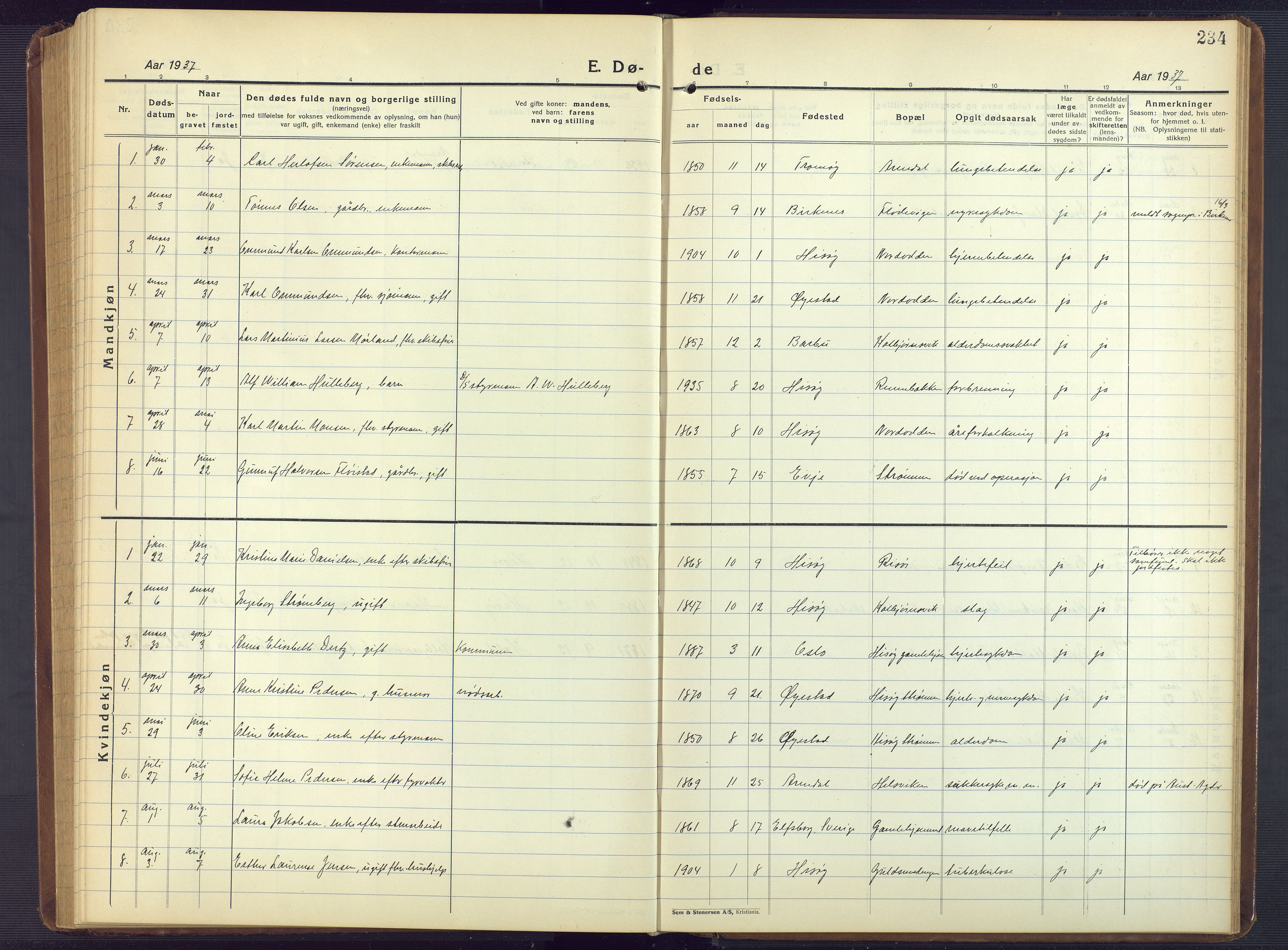 Hisøy sokneprestkontor, AV/SAK-1111-0020/F/Fb/L0005: Parish register (copy) no. B 5, 1924-1946, p. 234