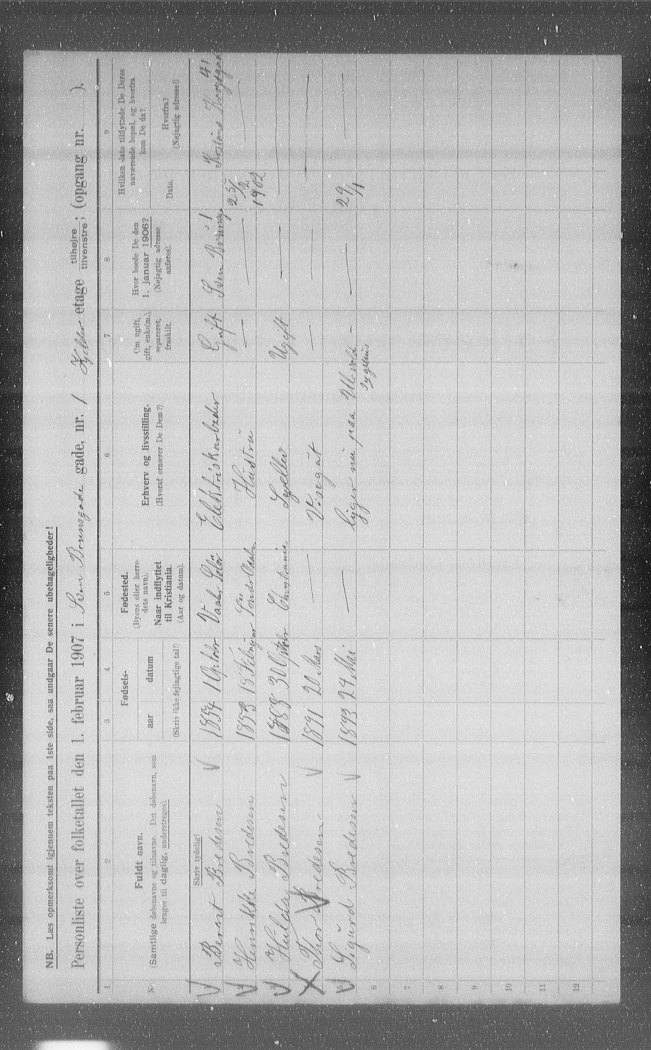 OBA, Municipal Census 1907 for Kristiania, 1907, p. 53343