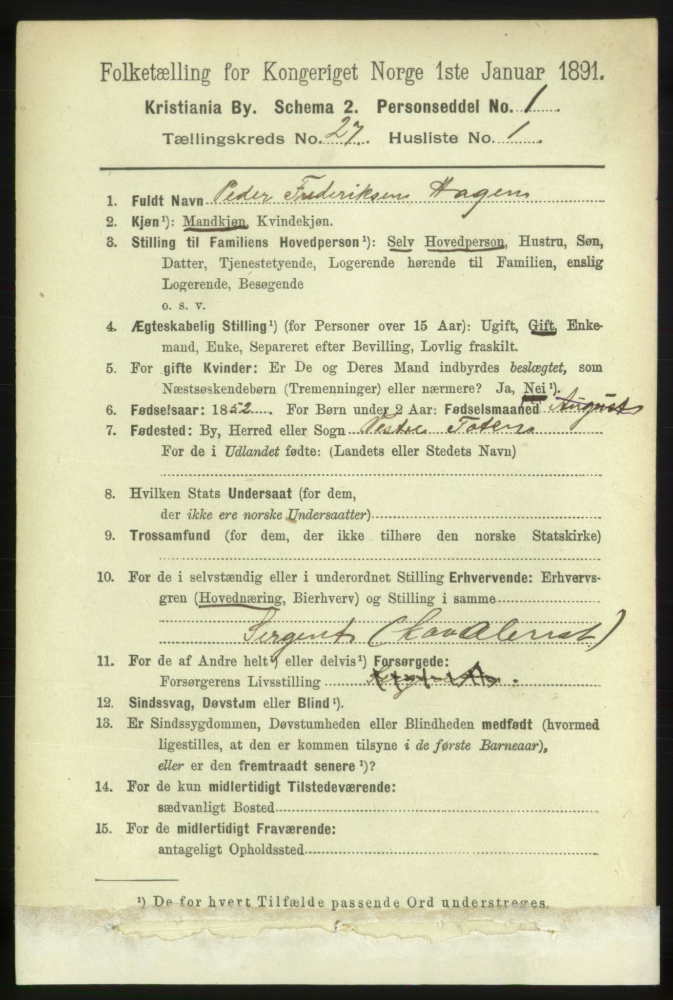 RA, 1891 census for 0301 Kristiania, 1891, p. 13699