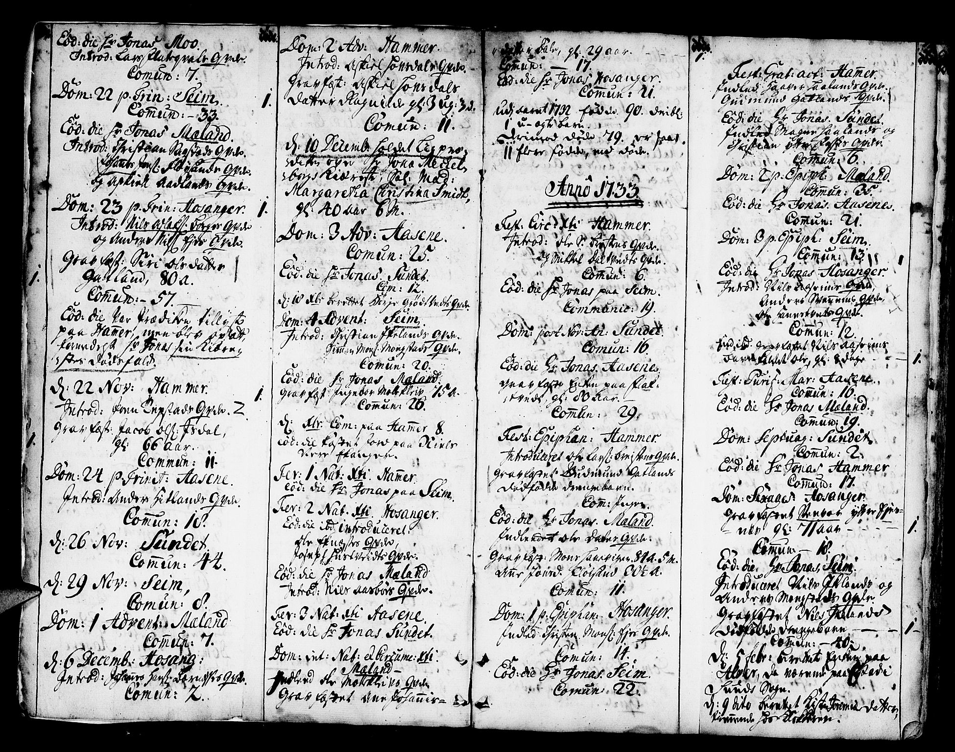 Hamre sokneprestembete, AV/SAB-A-75501/H/Ha/Haa/Haaa/L0005: Parish register (official) no. A 5, 1732-1750, p. 3