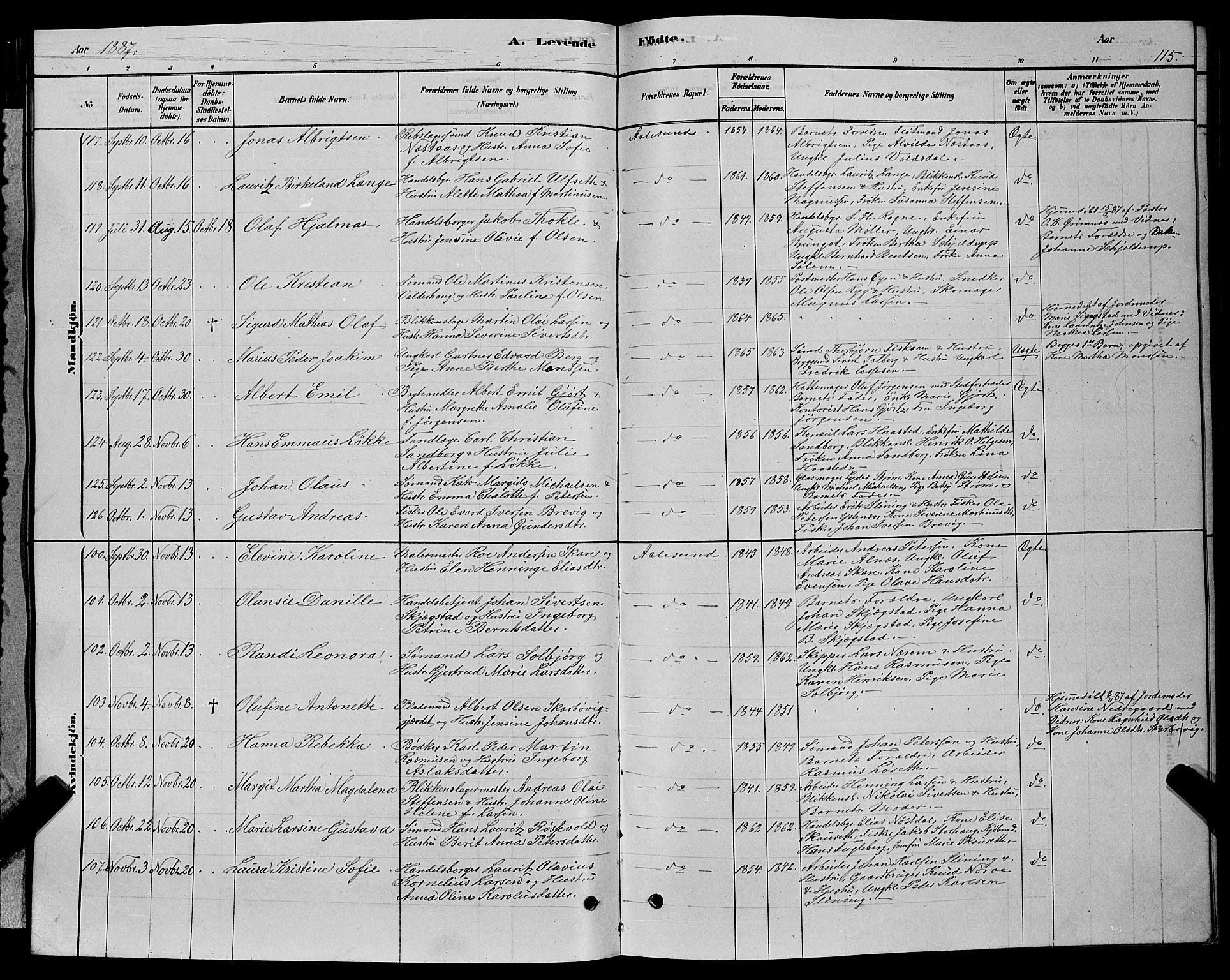 Ministerialprotokoller, klokkerbøker og fødselsregistre - Møre og Romsdal, AV/SAT-A-1454/529/L0466: Parish register (copy) no. 529C03, 1878-1888, p. 115