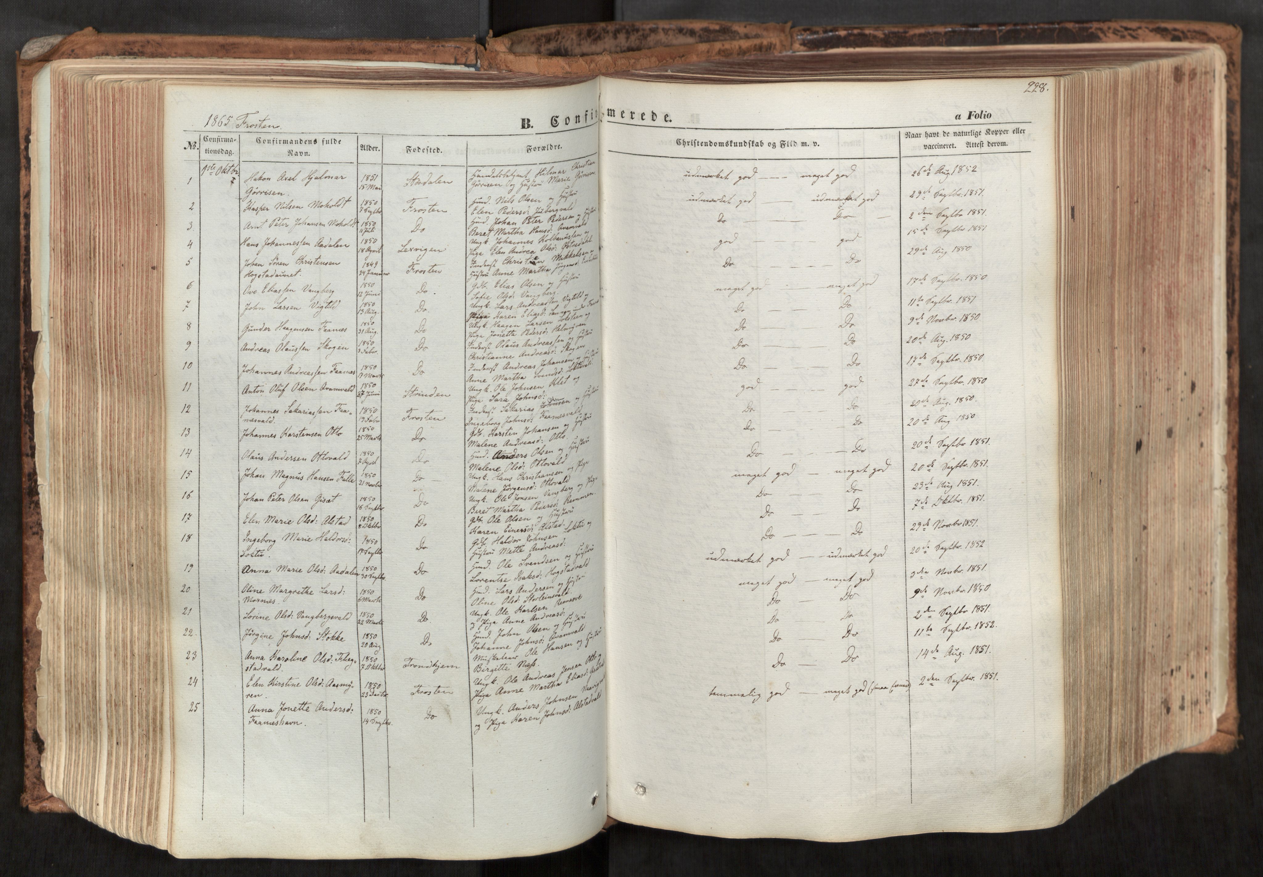 Ministerialprotokoller, klokkerbøker og fødselsregistre - Nord-Trøndelag, AV/SAT-A-1458/713/L0116: Parish register (official) no. 713A07, 1850-1877, p. 228