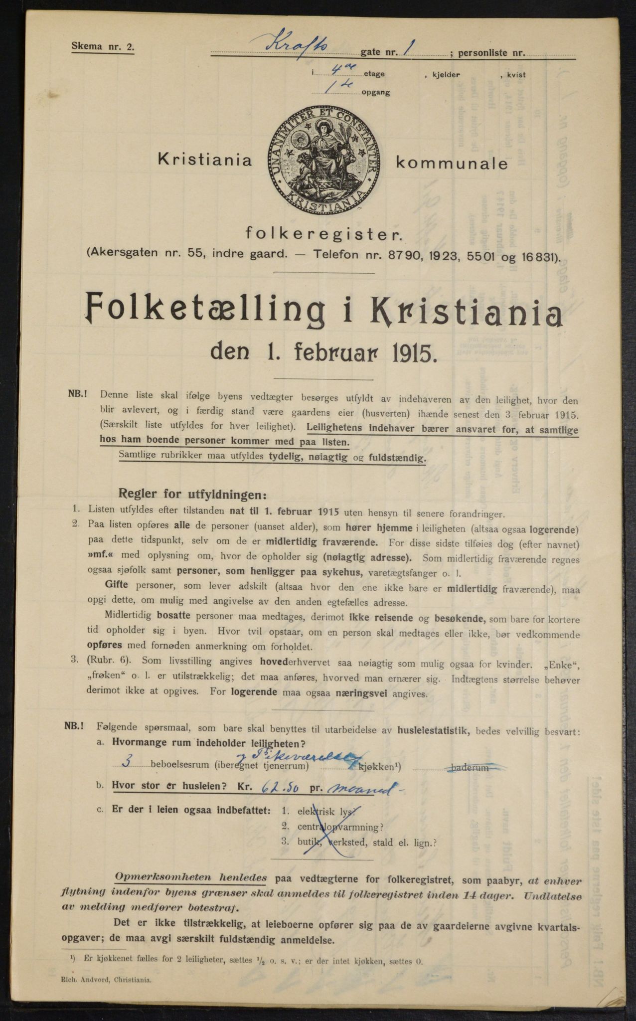 OBA, Municipal Census 1915 for Kristiania, 1915, p. 53416