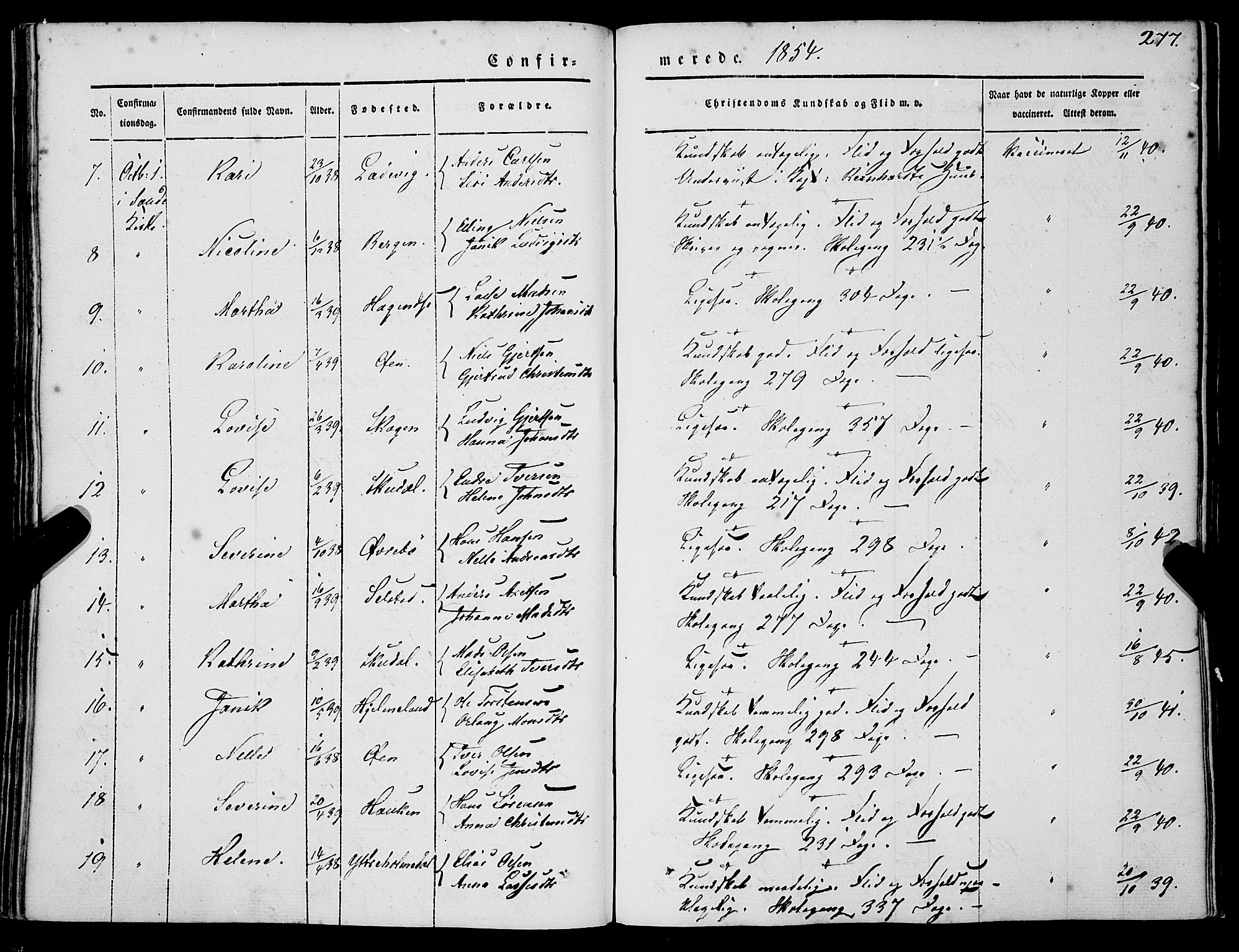 Gaular sokneprestembete, SAB/A-80001/H/Haa: Parish register (official) no. A 4I, 1840-1859, p. 277