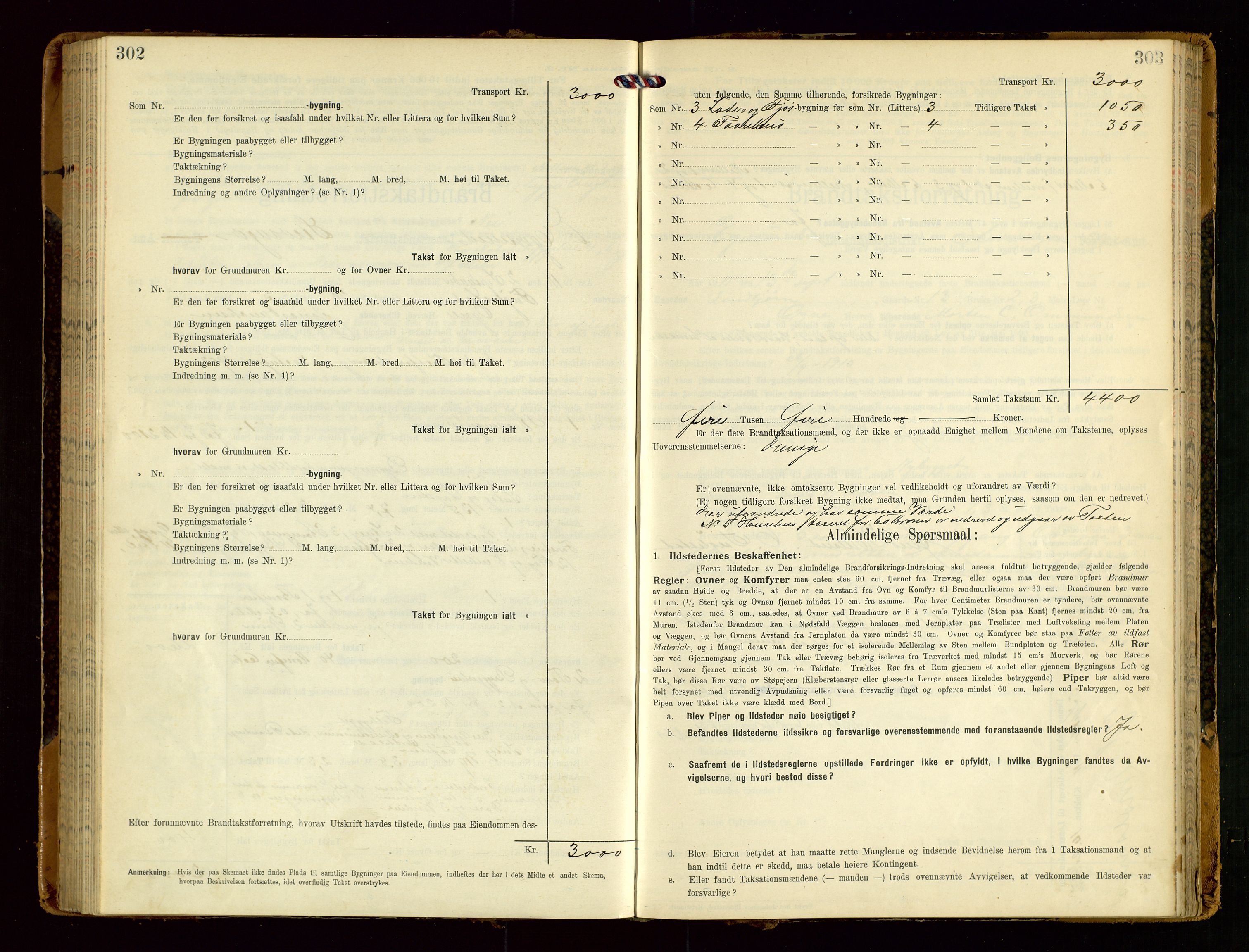 Eigersund lensmannskontor, SAST/A-100171/Gob/L0002: "Brandtakstprotokol", 1910-1916, p. 302-303