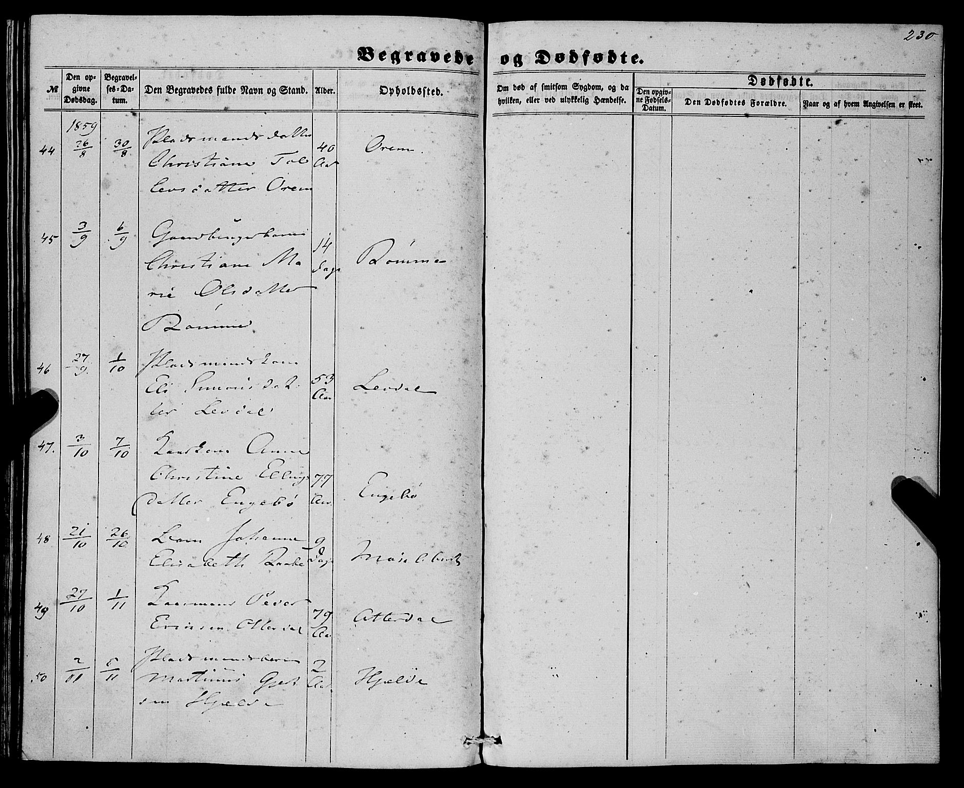 Eid sokneprestembete, AV/SAB-A-82301/H/Haa/Haaa/L0008: Parish register (official) no. A 8, 1858-1860, p. 230