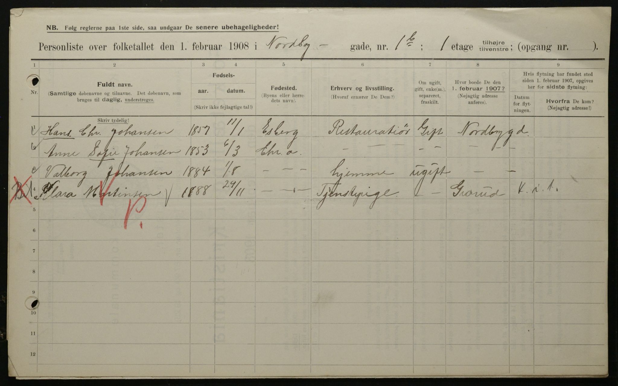 OBA, Municipal Census 1908 for Kristiania, 1908, p. 64099