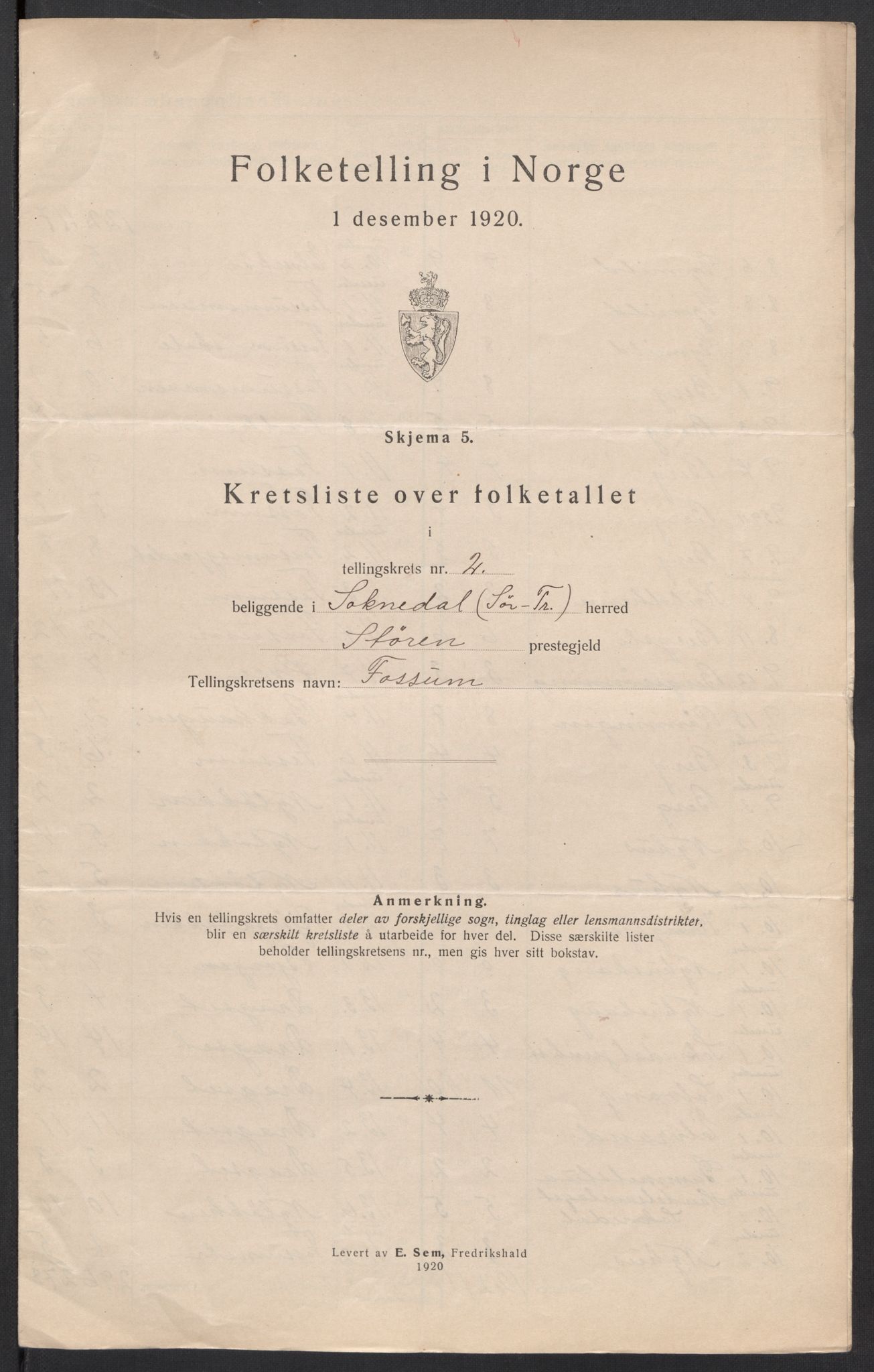 SAT, 1920 census for Soknedal, 1920, p. 10