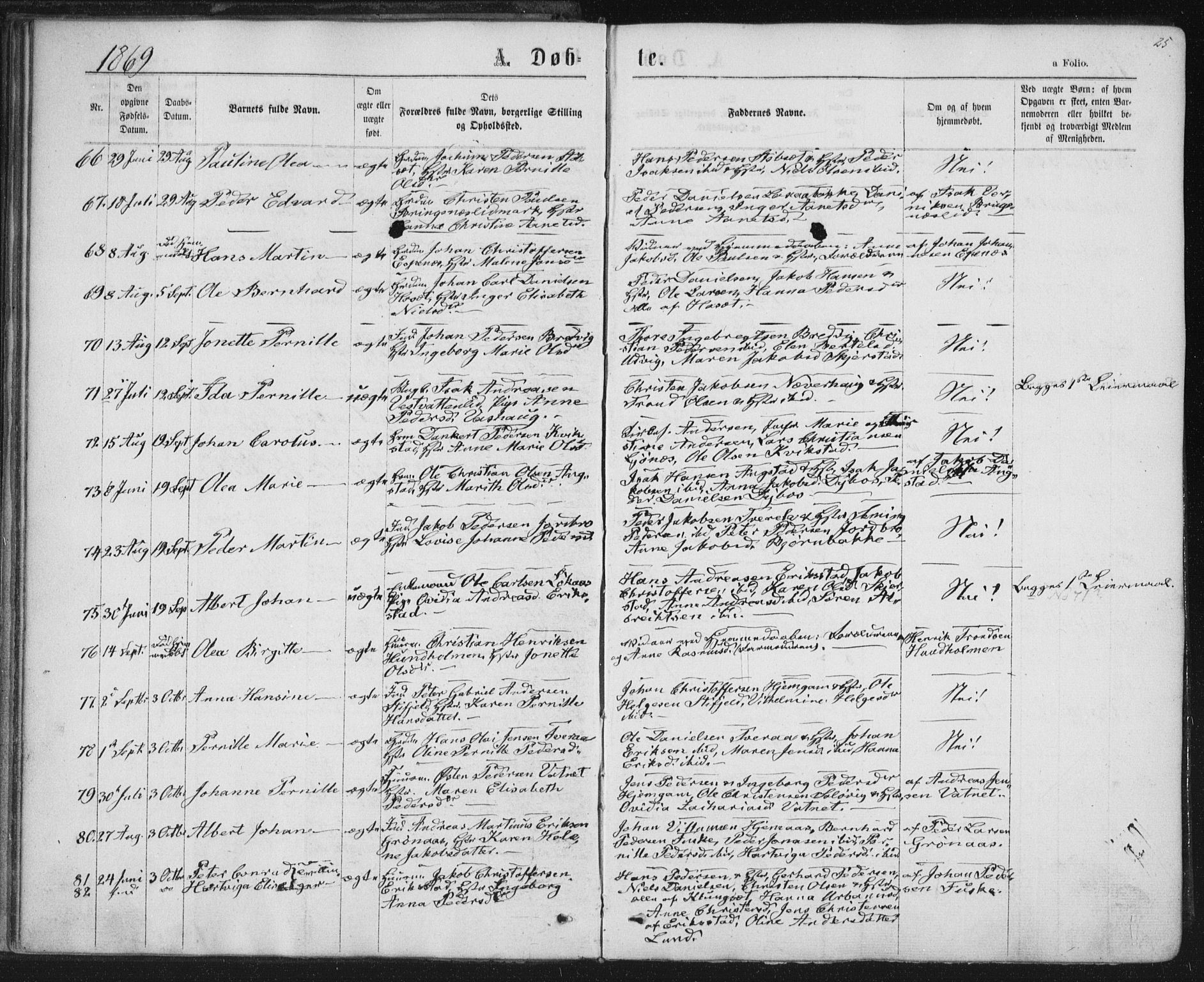 Ministerialprotokoller, klokkerbøker og fødselsregistre - Nordland, SAT/A-1459/852/L0739: Parish register (official) no. 852A09, 1866-1877, p. 25