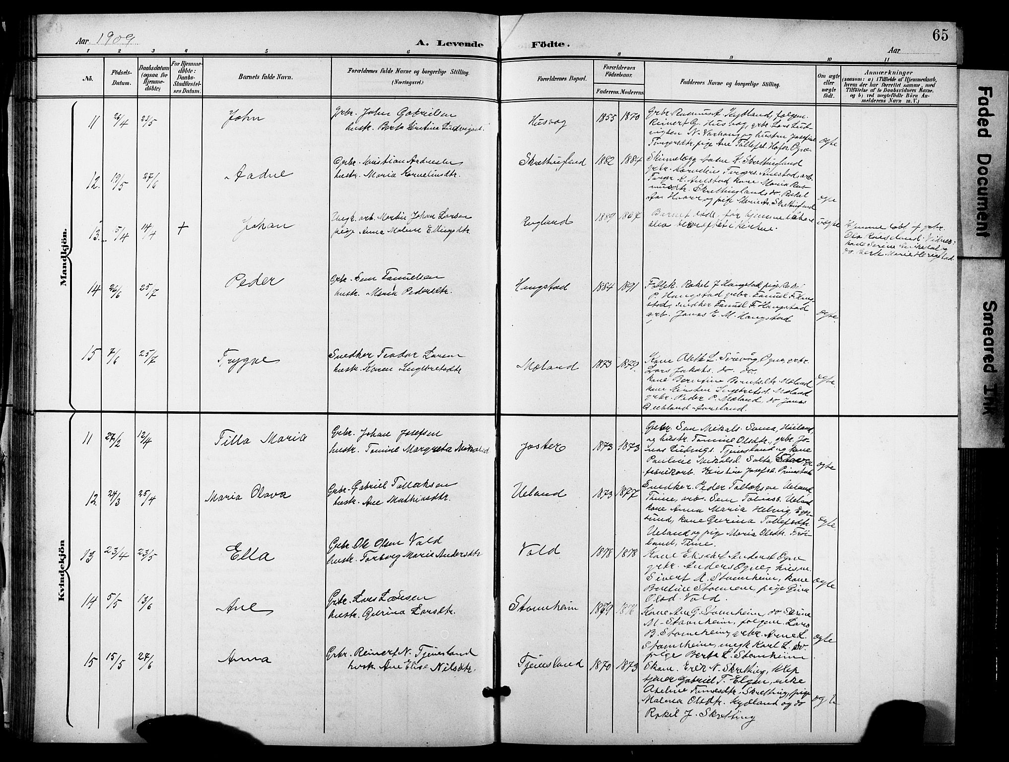 Hå sokneprestkontor, AV/SAST-A-101801/001/30BB/L0006: Parish register (copy) no. B 6, 1900-1924, p. 65