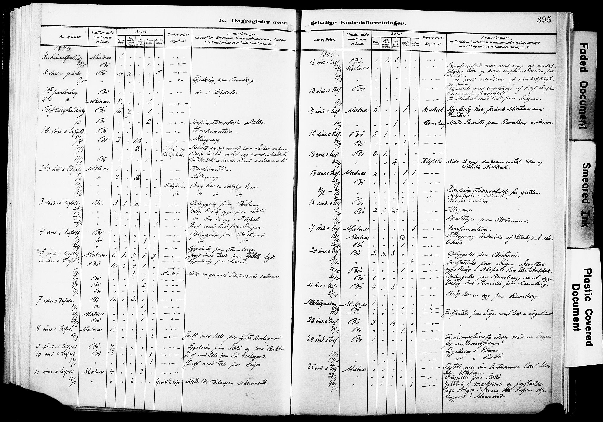 Ministerialprotokoller, klokkerbøker og fødselsregistre - Nordland, AV/SAT-A-1459/891/L1305: Parish register (official) no. 891A10, 1895-1921, p. 395