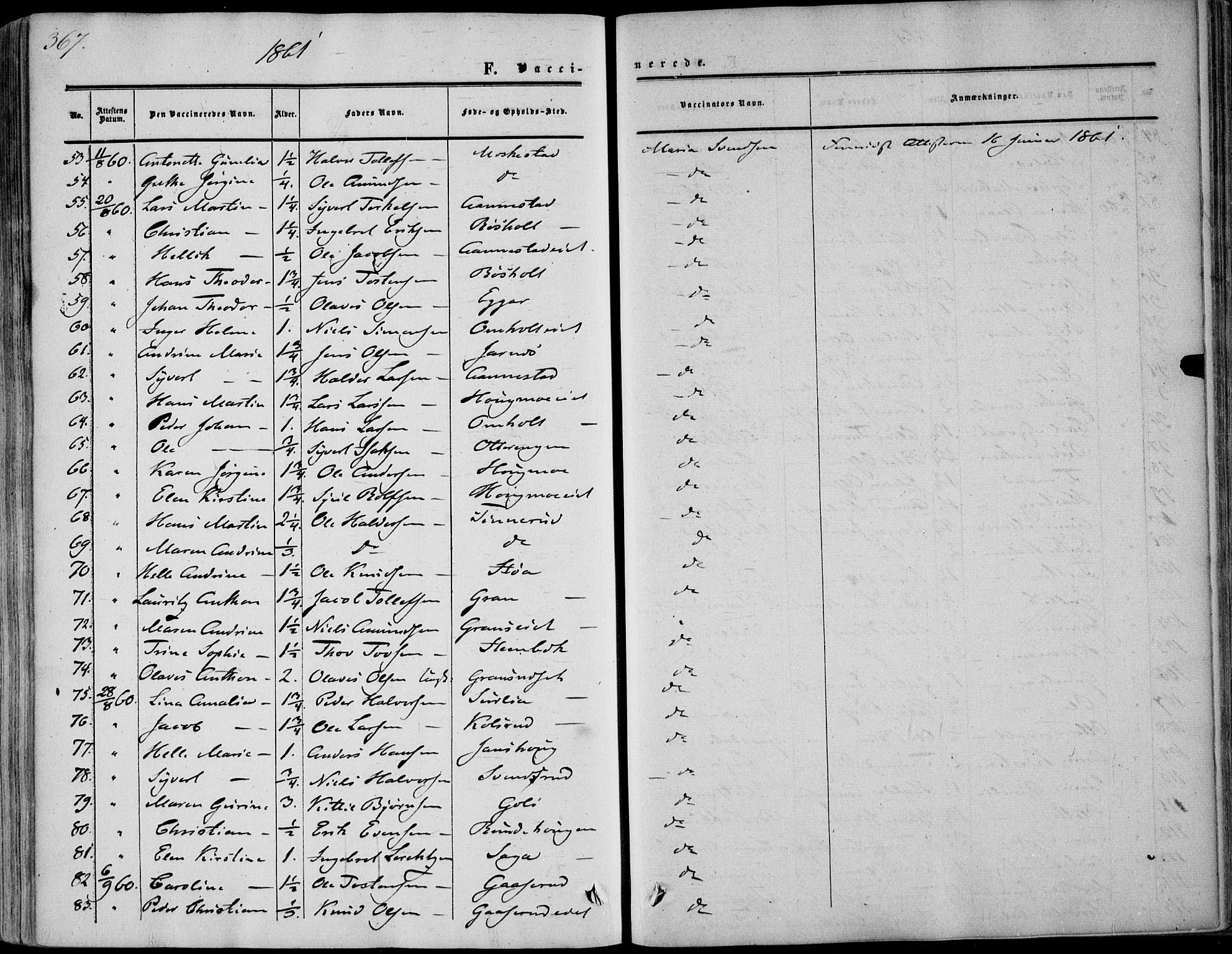 Sandsvær kirkebøker, AV/SAKO-A-244/F/Fa/L0006: Parish register (official) no. I 6, 1857-1868, p. 367