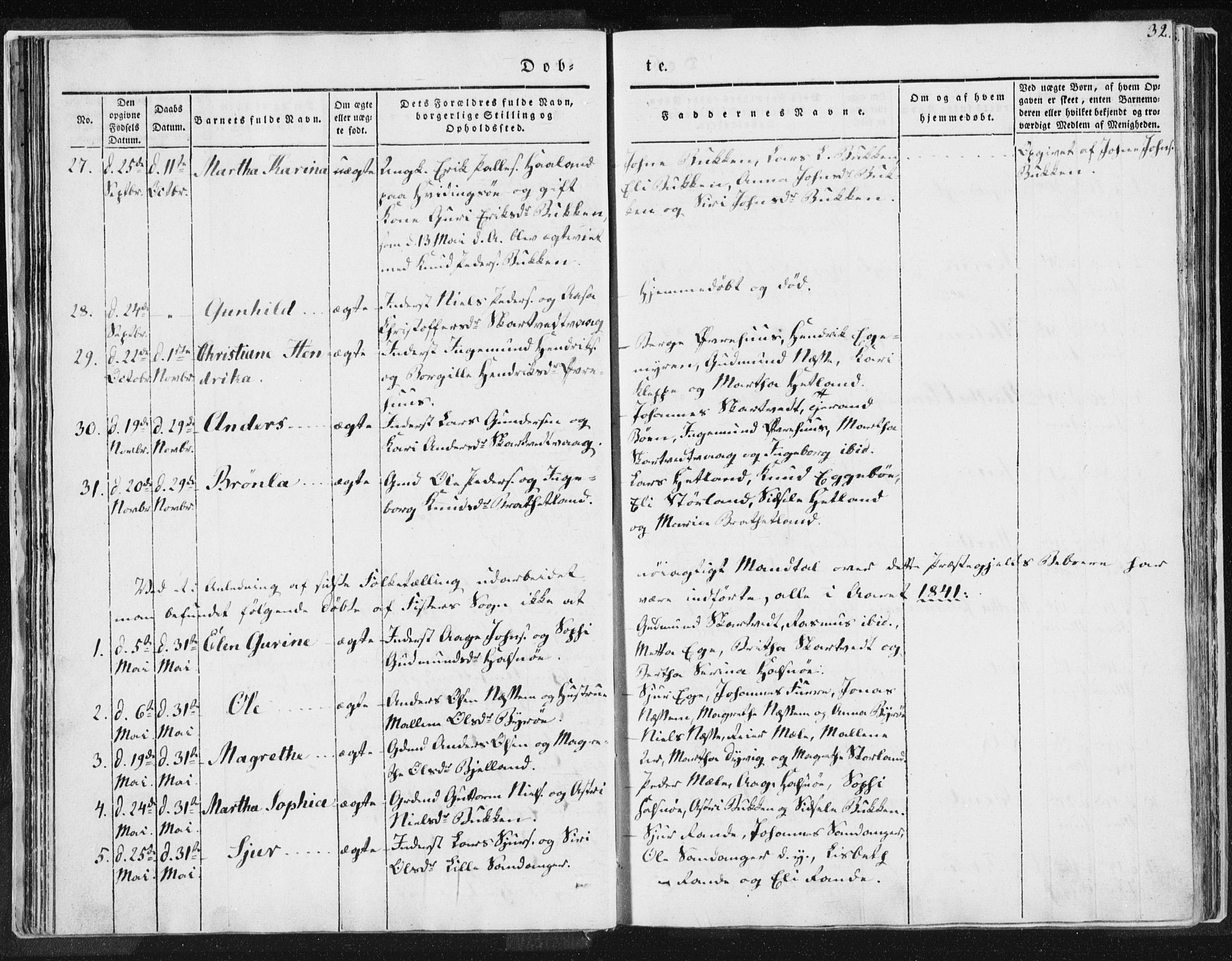 Hjelmeland sokneprestkontor, AV/SAST-A-101843/01/IV/L0007: Parish register (official) no. A 7, 1834-1850, p. 32