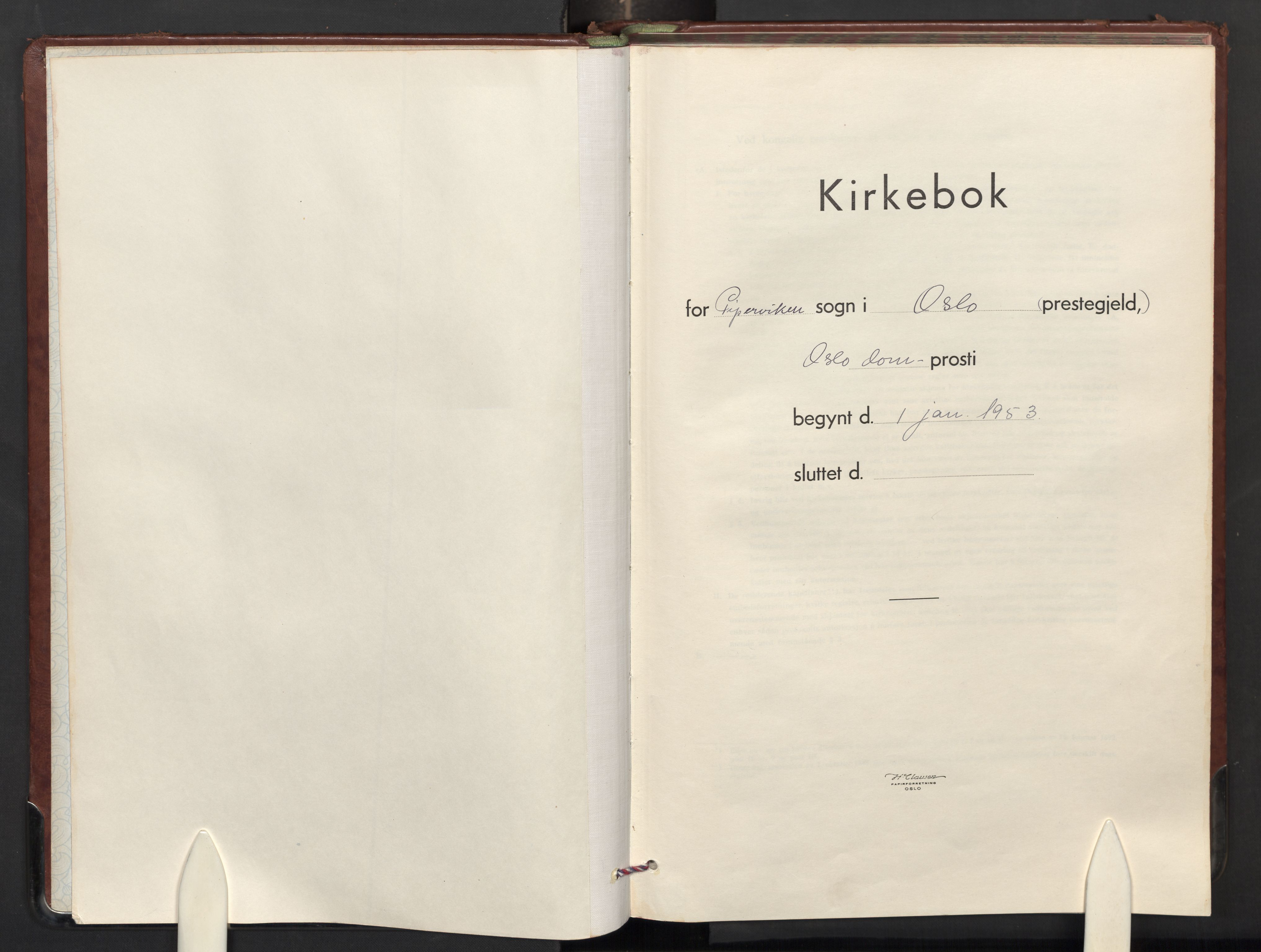 Piperviken prestekontor Kirkebøker, SAO/A-10874/F/L0003: Parish register (official) no. 3, 1953-1959
