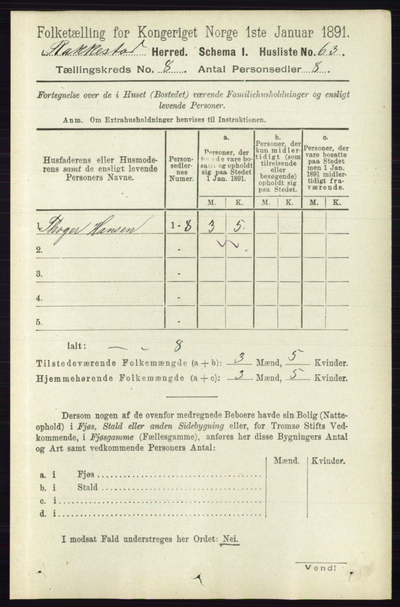 RA, 1891 census for 0128 Rakkestad, 1891, p. 3618