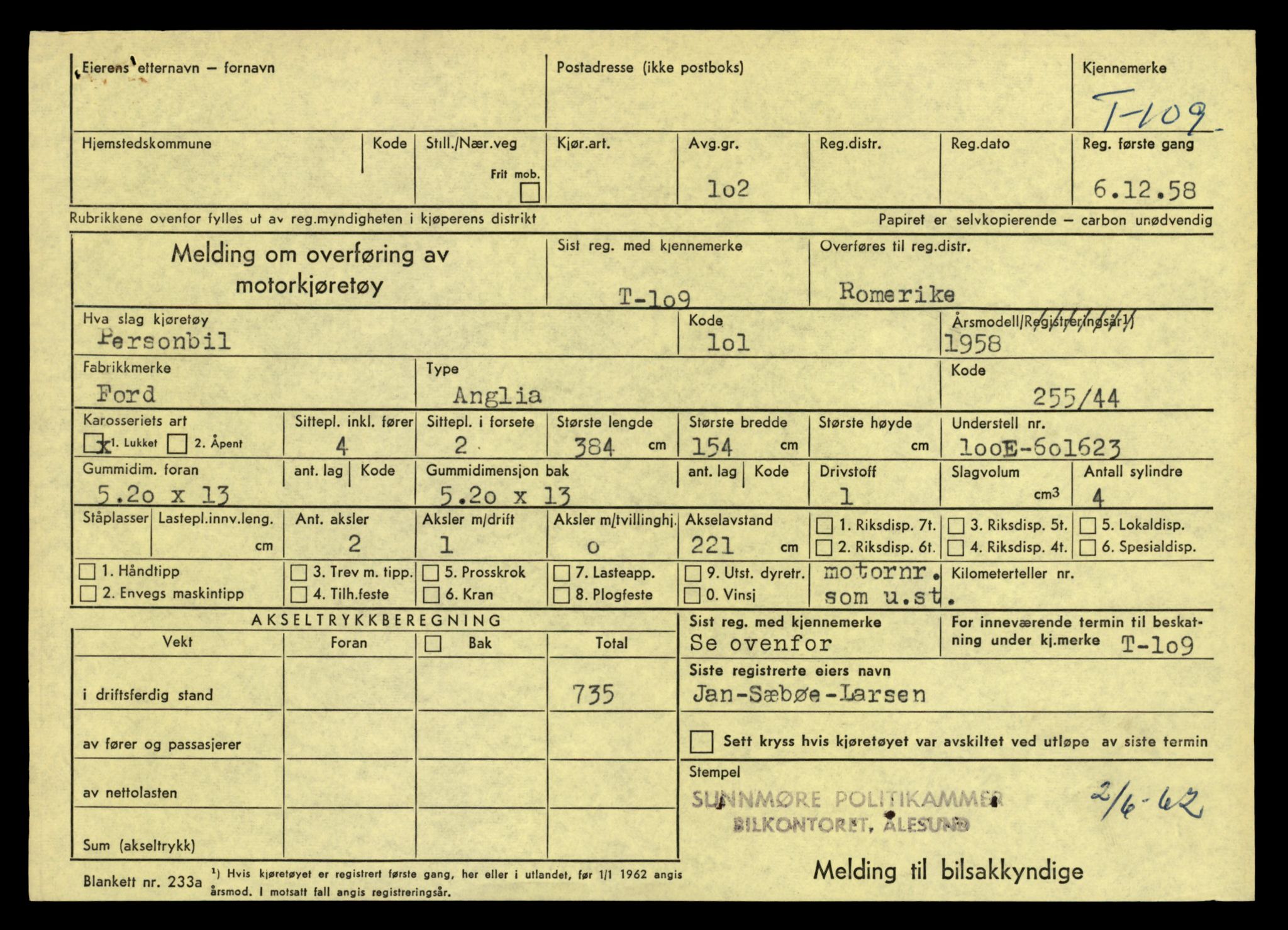 Møre og Romsdal vegkontor - Ålesund trafikkstasjon, AV/SAT-A-4099/F/Fe/L0001: Registreringskort for kjøretøy T 3 - T 127, 1927-1998, p. 2233