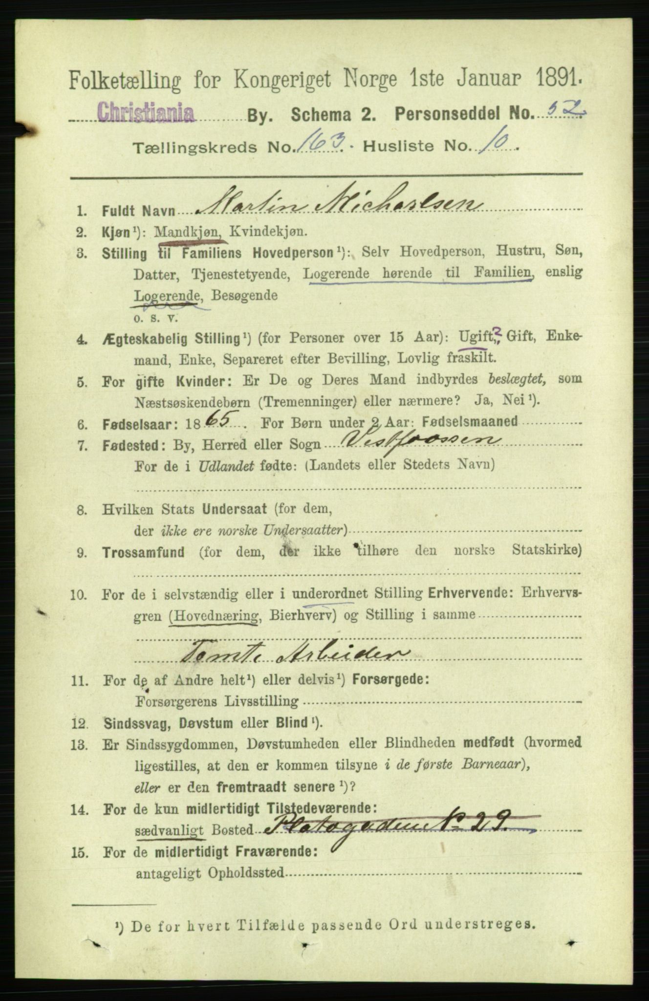 RA, 1891 census for 0301 Kristiania, 1891, p. 93826