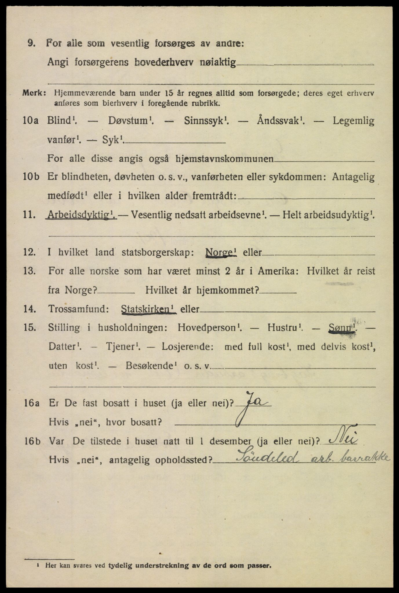 SAK, 1920 census for Gjerstad, 1920, p. 1442