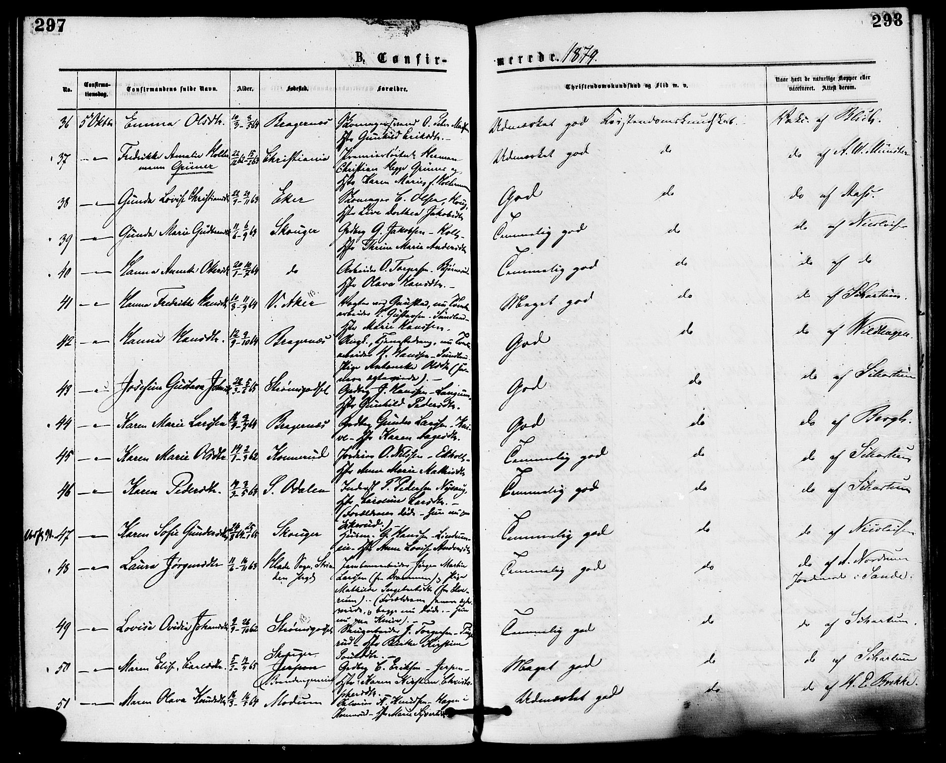 Skoger kirkebøker, AV/SAKO-A-59/F/Fa/L0005: Parish register (official) no. I 5, 1873-1884, p. 297-298