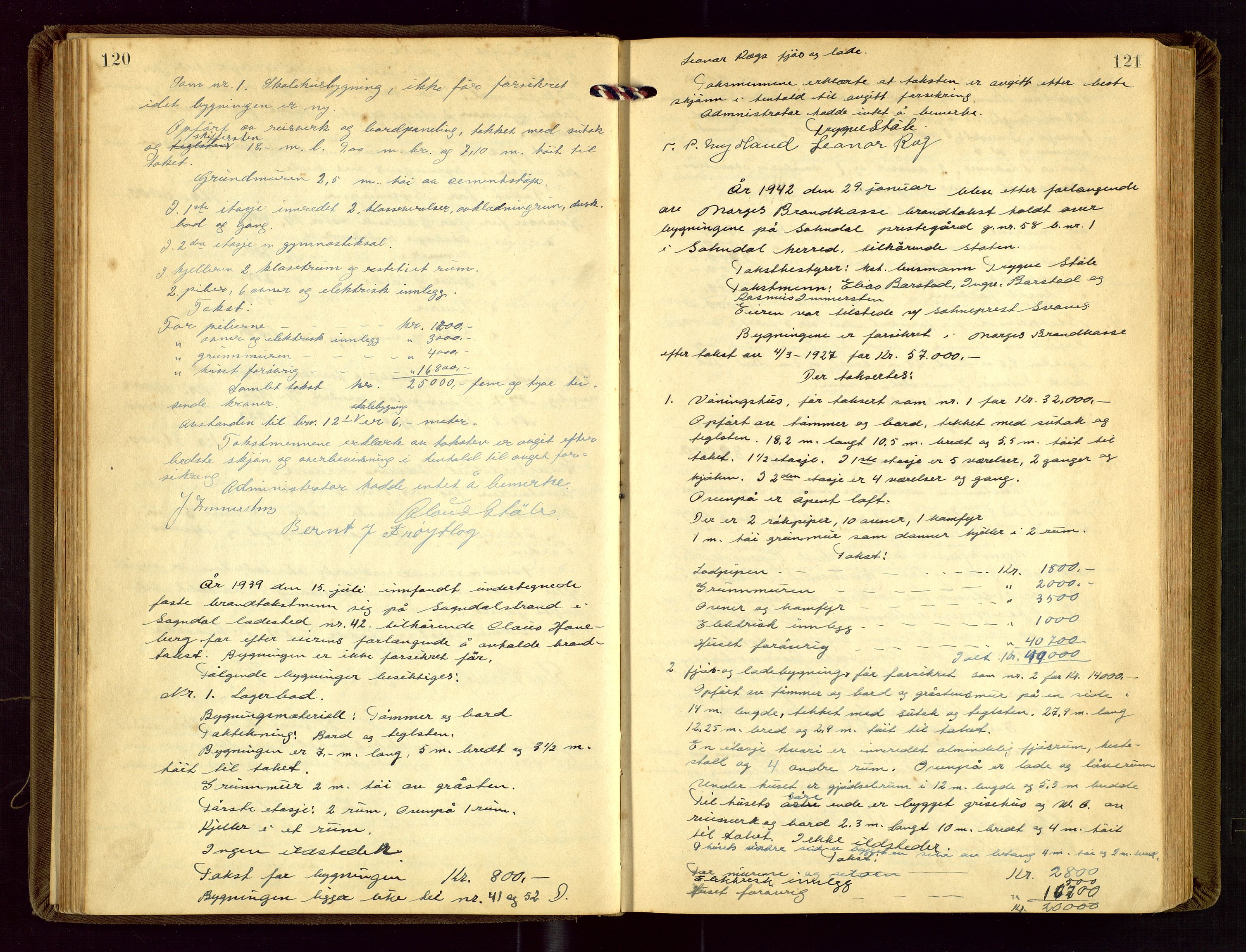 Sokndal lensmannskontor, AV/SAST-A-100417/Goa/L0004: "Brandtakstprotokol", 1920-1952, p. 120-121