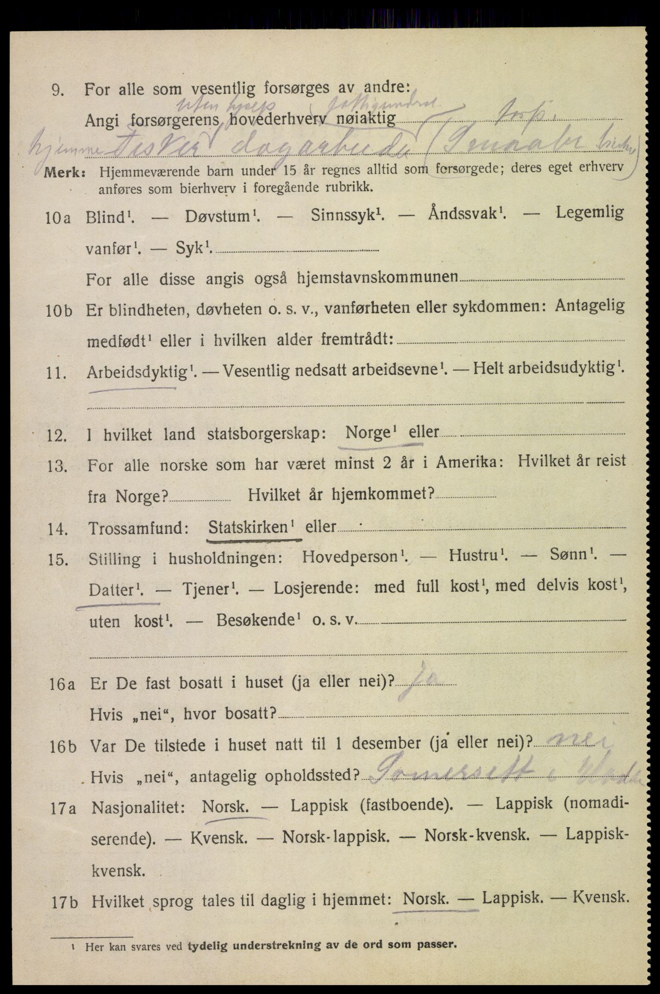 SAT, 1920 census for Hadsel, 1920, p. 3987