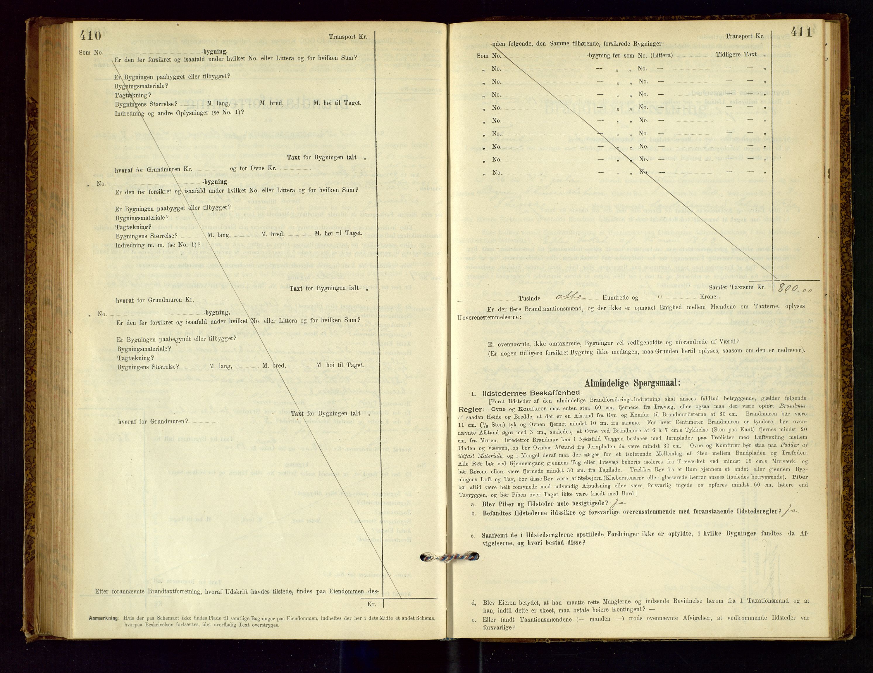 Time lensmannskontor, AV/SAST-A-100420/Gob/L0001: Branntakstprotokoll, 1896-1914, p. 410-411