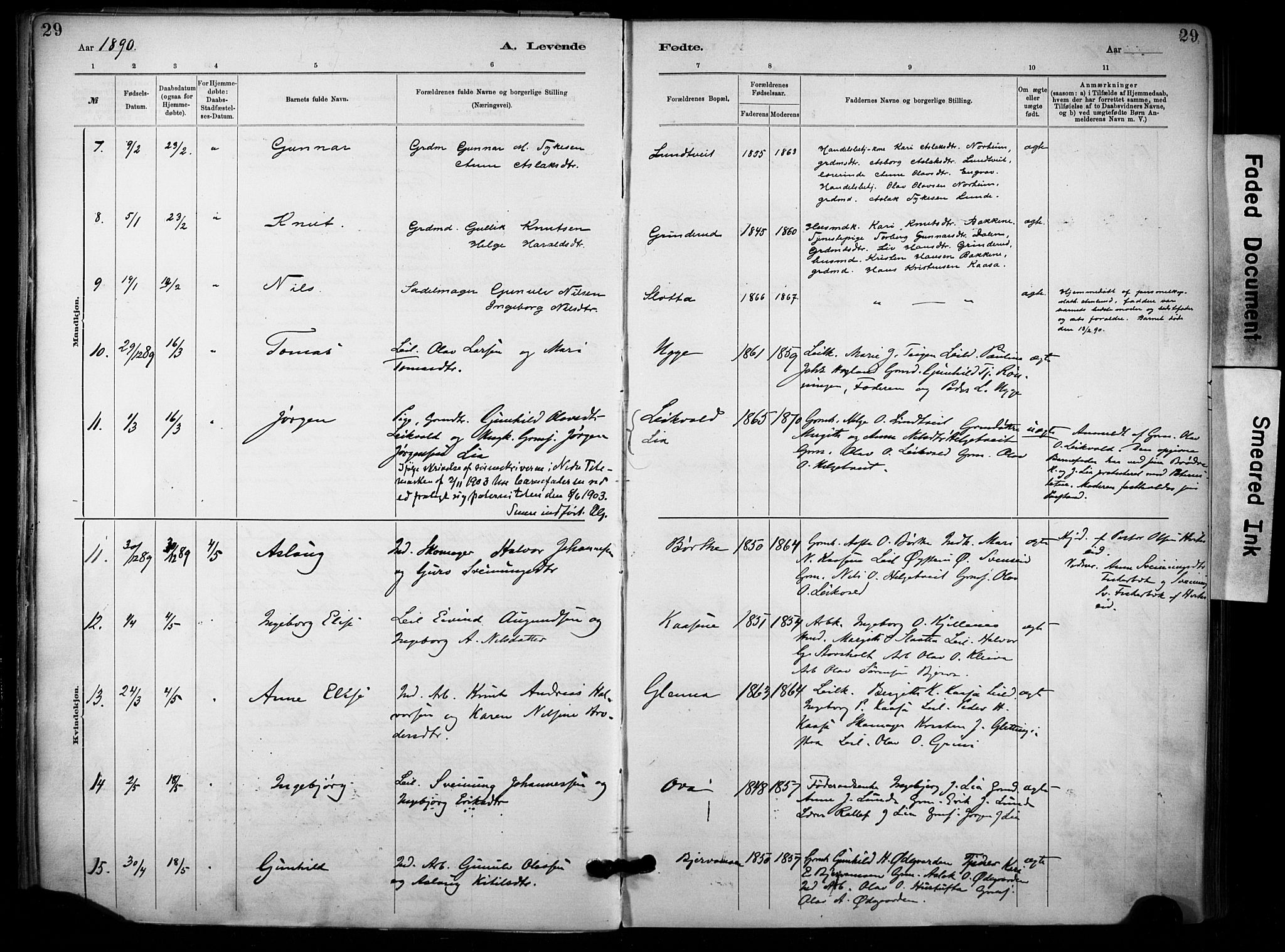 Lunde kirkebøker, SAKO/A-282/F/Fa/L0002: Parish register (official) no. I 2, 1884-1892, p. 29