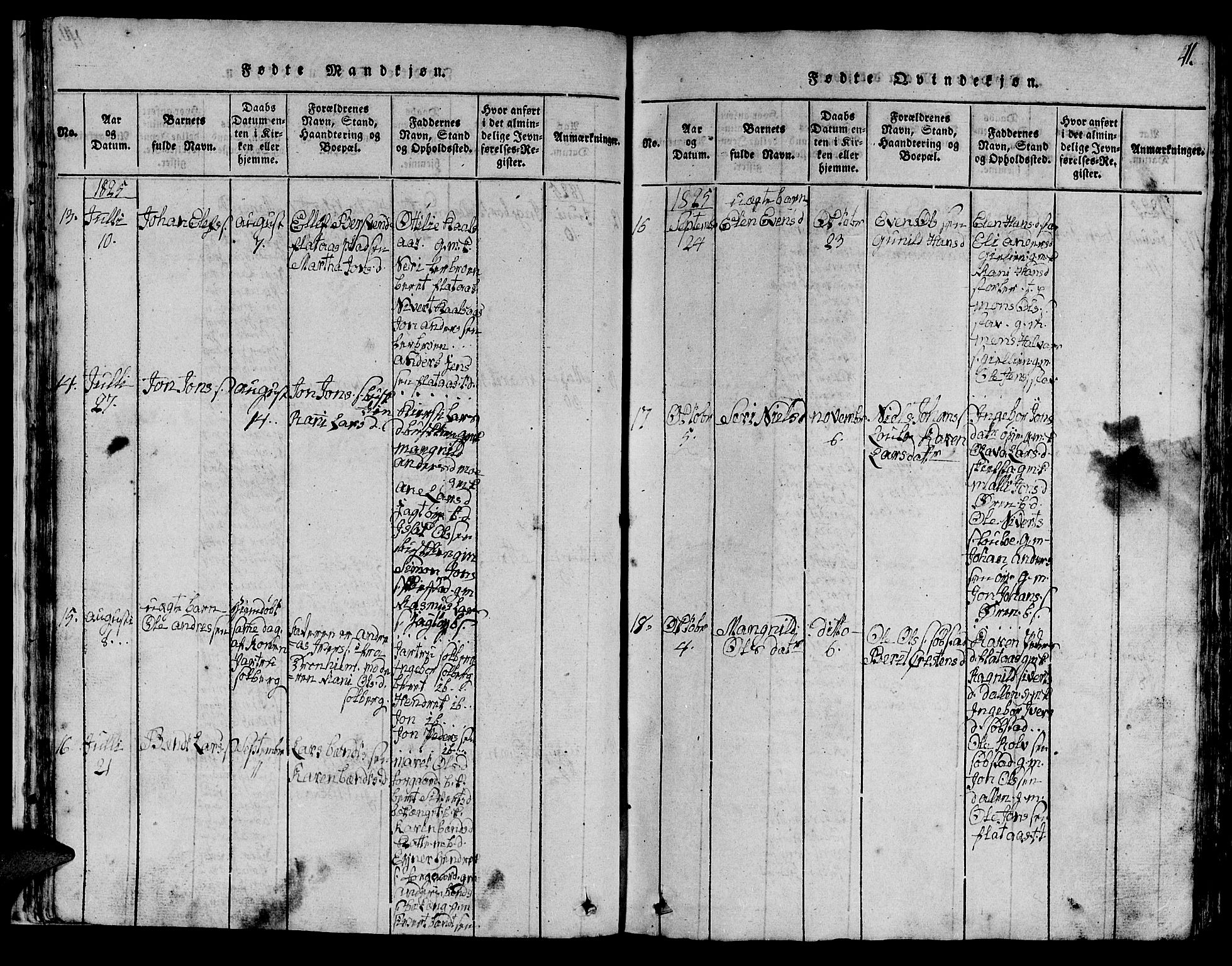 Ministerialprotokoller, klokkerbøker og fødselsregistre - Sør-Trøndelag, SAT/A-1456/613/L0393: Parish register (copy) no. 613C01, 1816-1886, p. 41