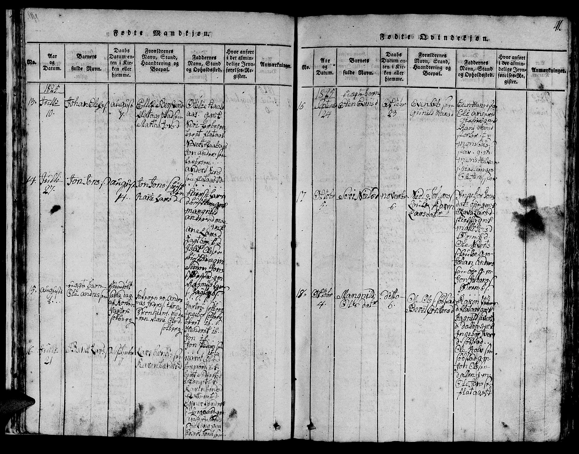 Ministerialprotokoller, klokkerbøker og fødselsregistre - Sør-Trøndelag, AV/SAT-A-1456/613/L0393: Parish register (copy) no. 613C01, 1816-1886, p. 41